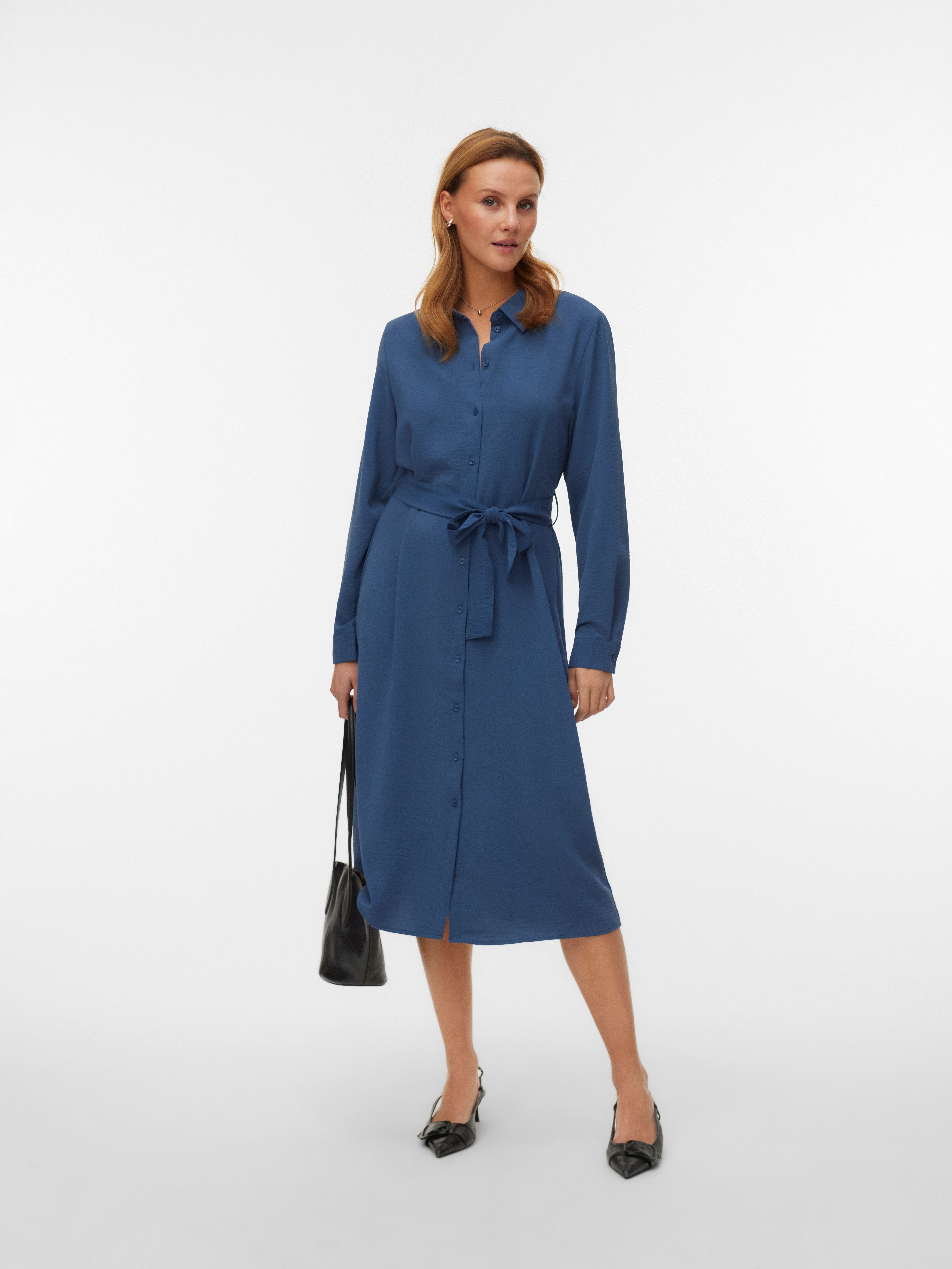 Vero Moda Midikleid VMESME LS CALF SHIRT DRESS WVN GA Sommerkleid