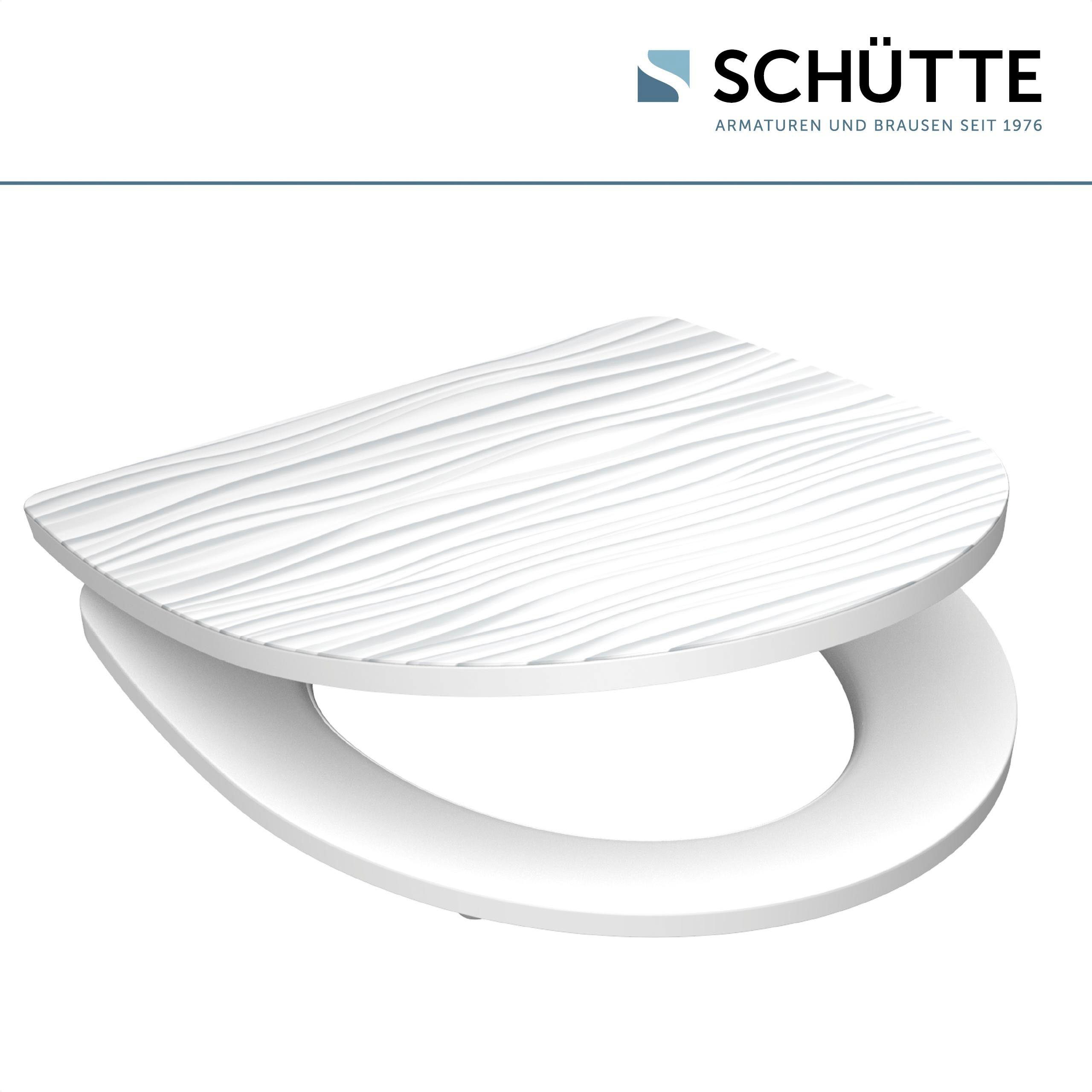 Schütte WC-Sitz White Wave, Duroplast, mit Absenkautomatik und Schnellverschluss, High Gloss