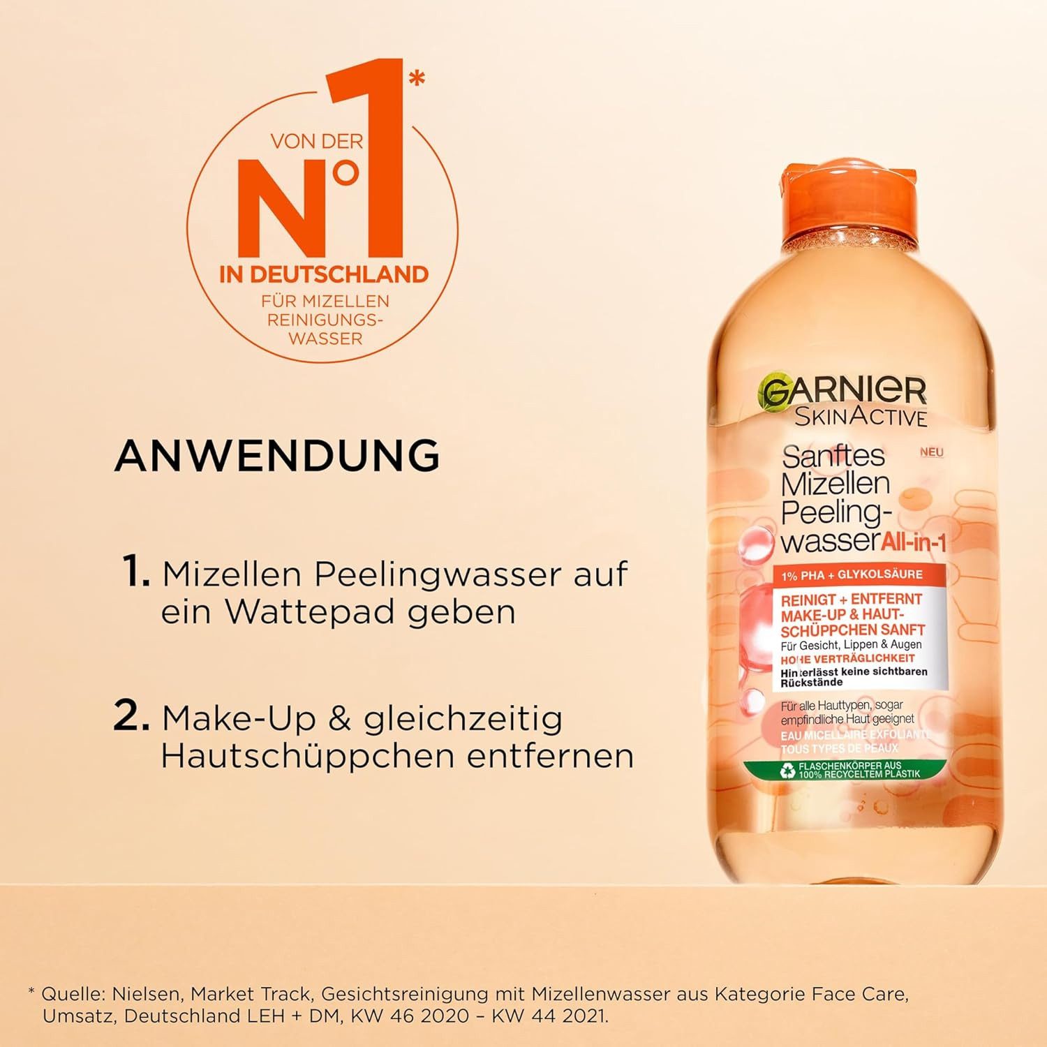 GARNIER Gesichtswasser Garnier Sanftes Mizellen Peelingwasser, 400 ml, 1-tlg.