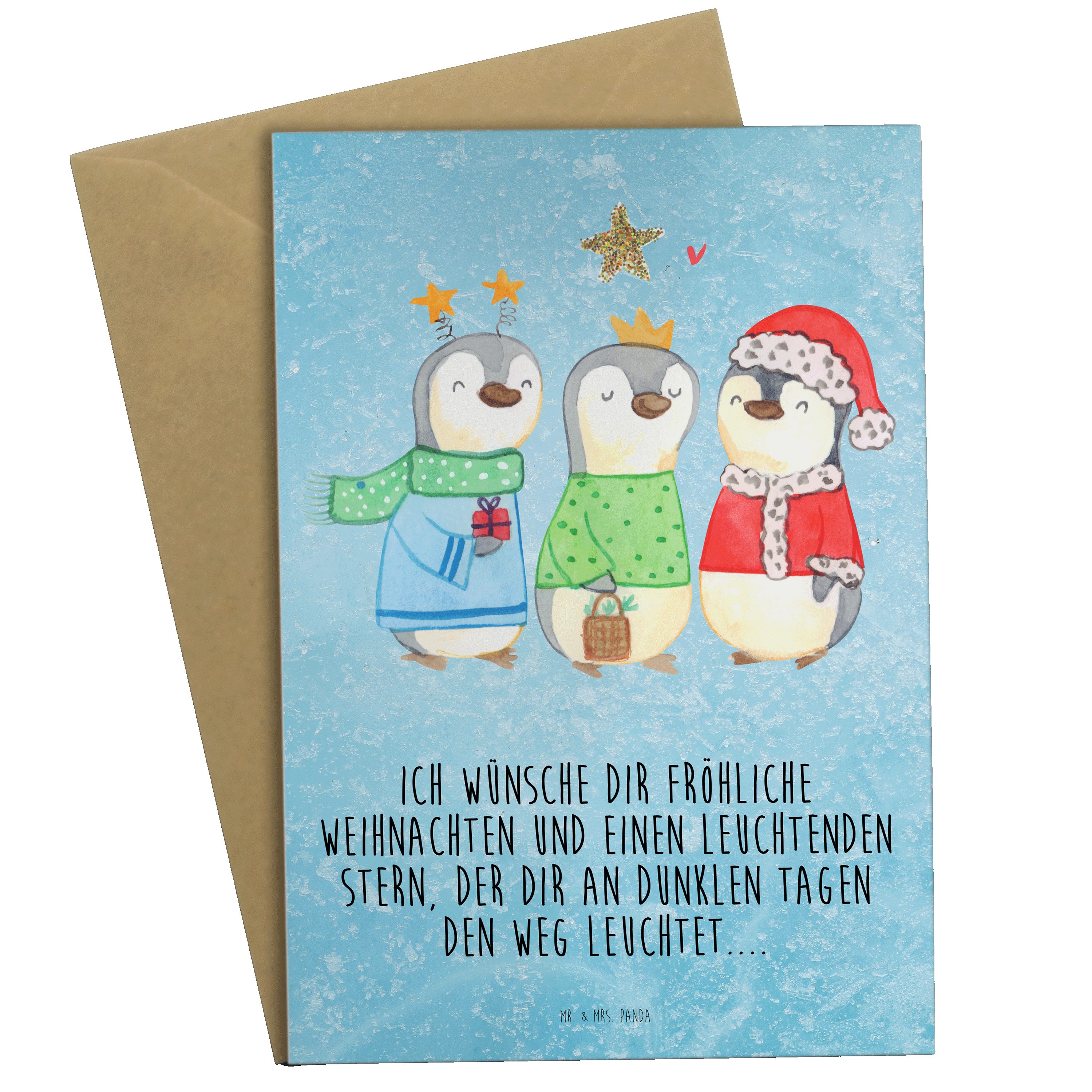- Grußkarte - drei Könige & Panda Geschenk, Weihnachtsdeko Winterzeit Eisblau Mrs. Heilige Mr.