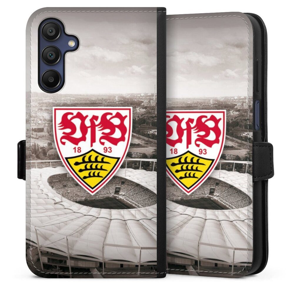 DeinDesign Handyhülle VfB Stuttgart Offizielles Lizenzprodukt Stadion VfB Stadion Grau, Samsung Galaxy A15 5G Hülle Handy Flip Case Wallet Cover
