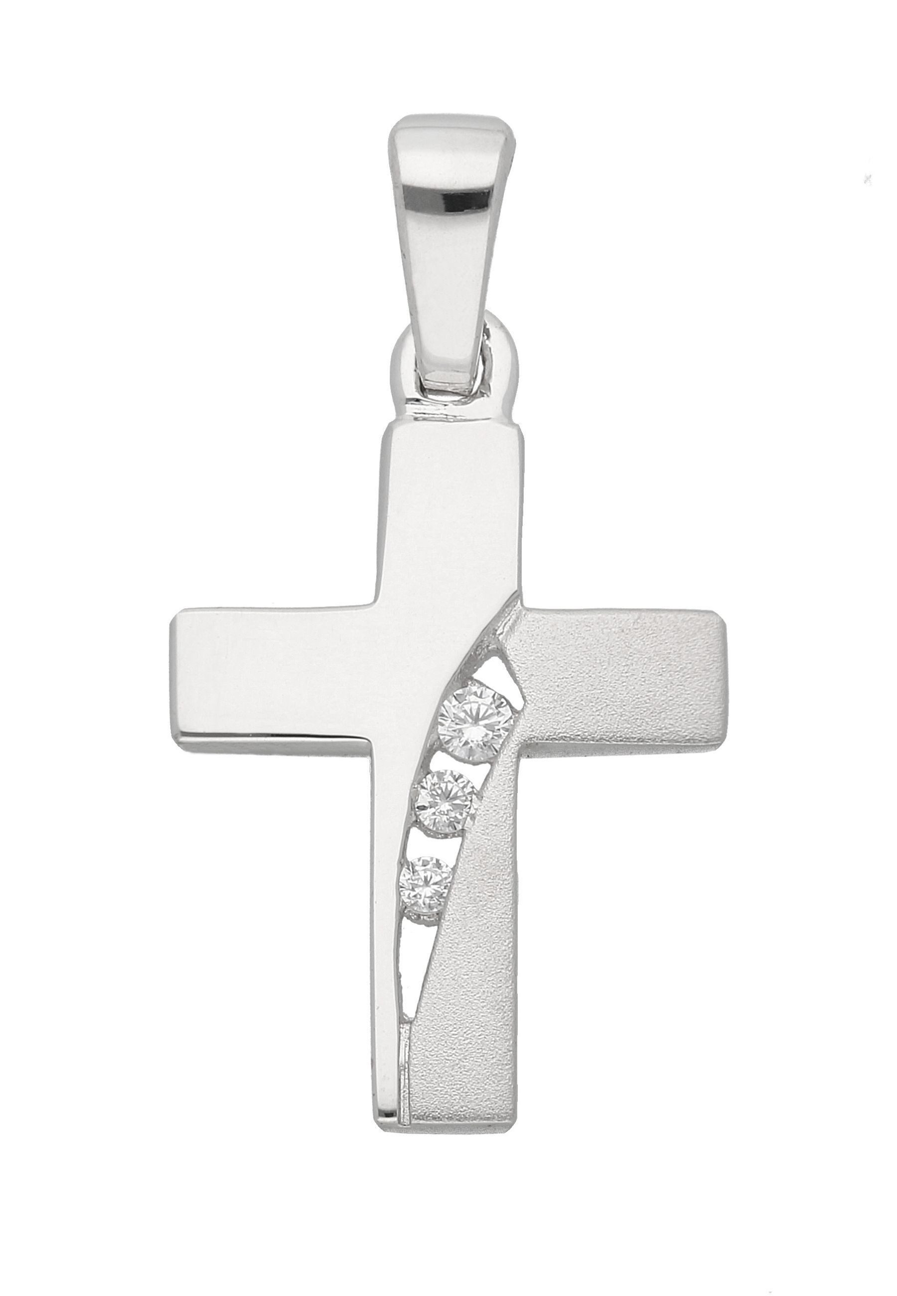 Kreuzanhänger Damen & Herren 925 Silber Kreuz Anhänger mit Zirkonia