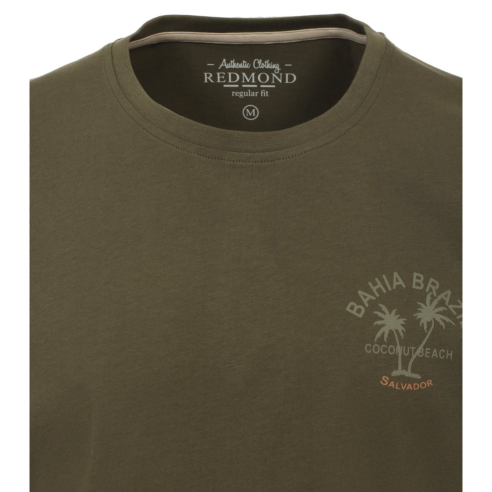 Redmond Rundhalsshirt oliv Print Redmond Größen modischer T-Shirt Herren Große