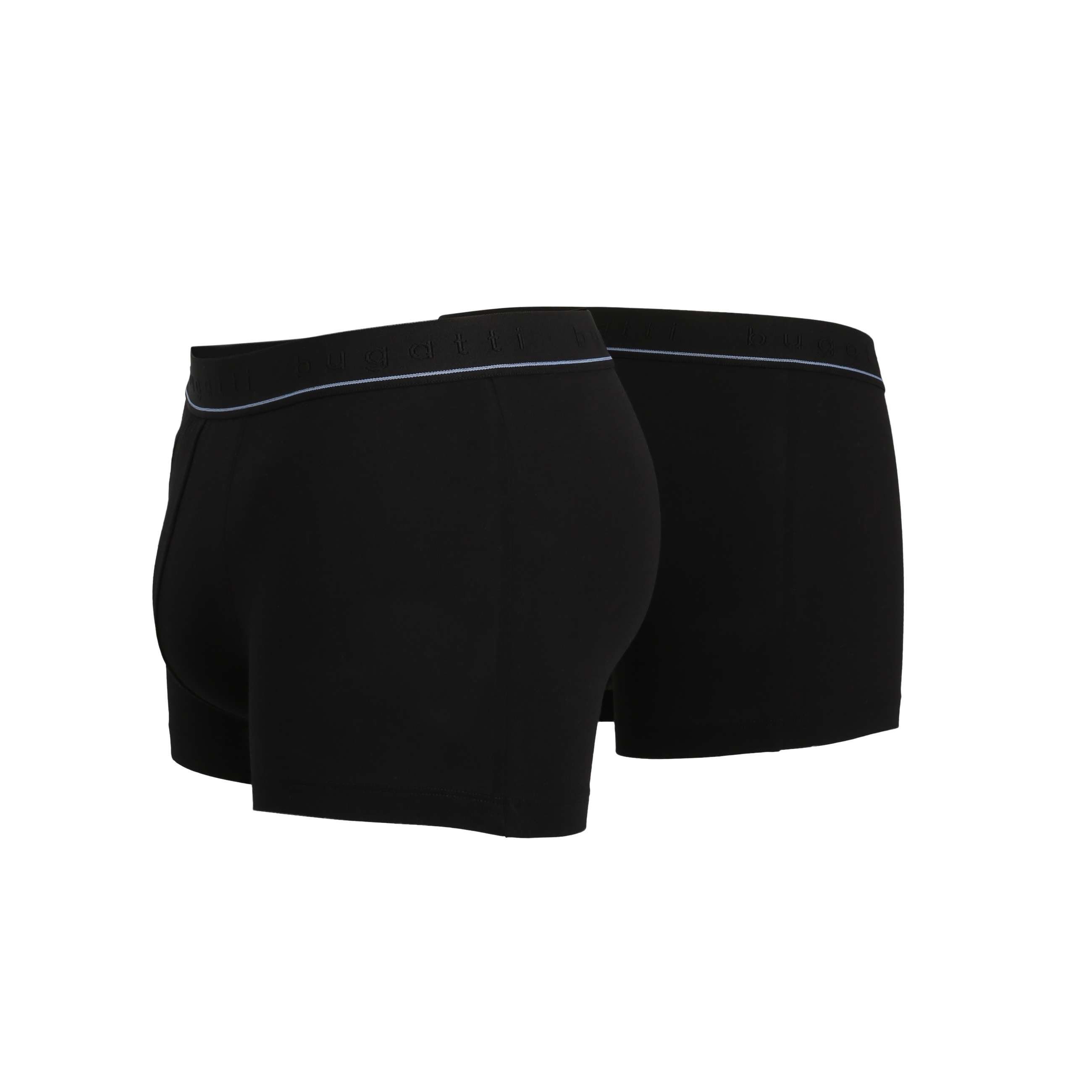 bugatti Boxershorts (2-St) schwarz uni Pants BUGATTI schwarz-dunkel-uni 2er Herren Pack