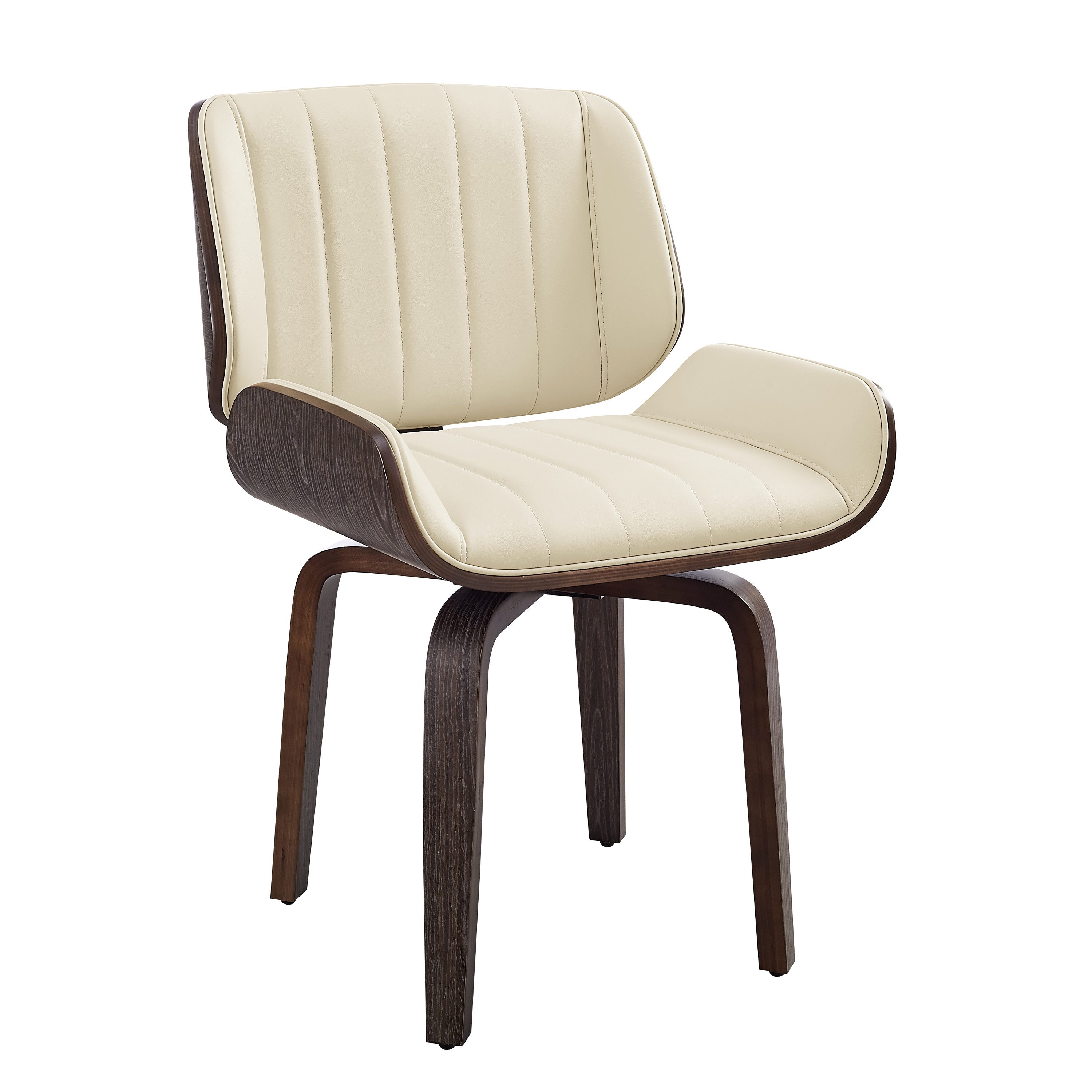 Art Leon Esszimmerstuhl CC052 (Mid Century Modern Schreibtisch Stuhl Faux Leder Wohnzimmer Stuhl mit Nussbaum Bentholz Beine Farbe in Schwarz/Braun), Küche Esszimmer Stühle mit gepolstertem Sitz