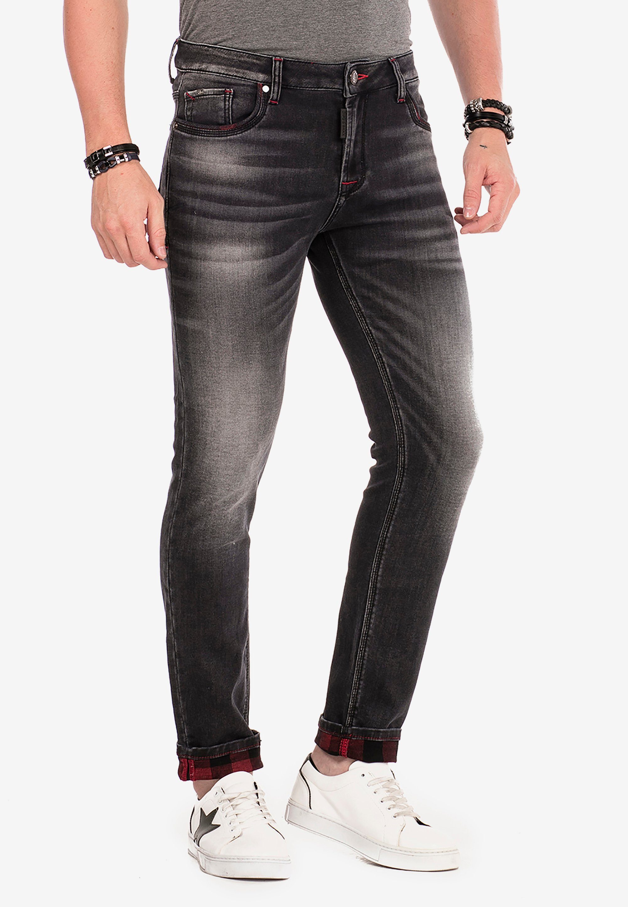 Cipo & Baxx Slim-fit-Jeans Look Used im schwarz