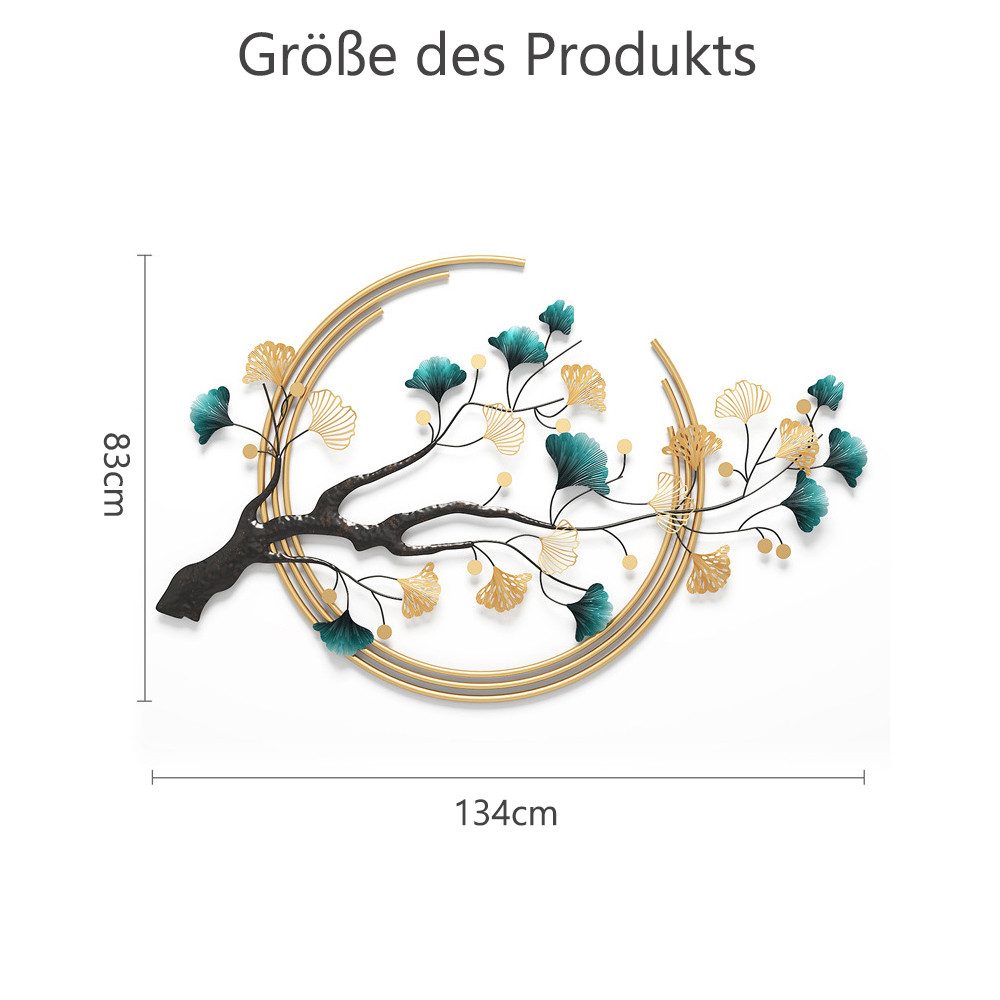 NUODWELL Wanddekoobjekt Große Ginkgo-Blätter Metall Wandkunst, günstig online kaufen