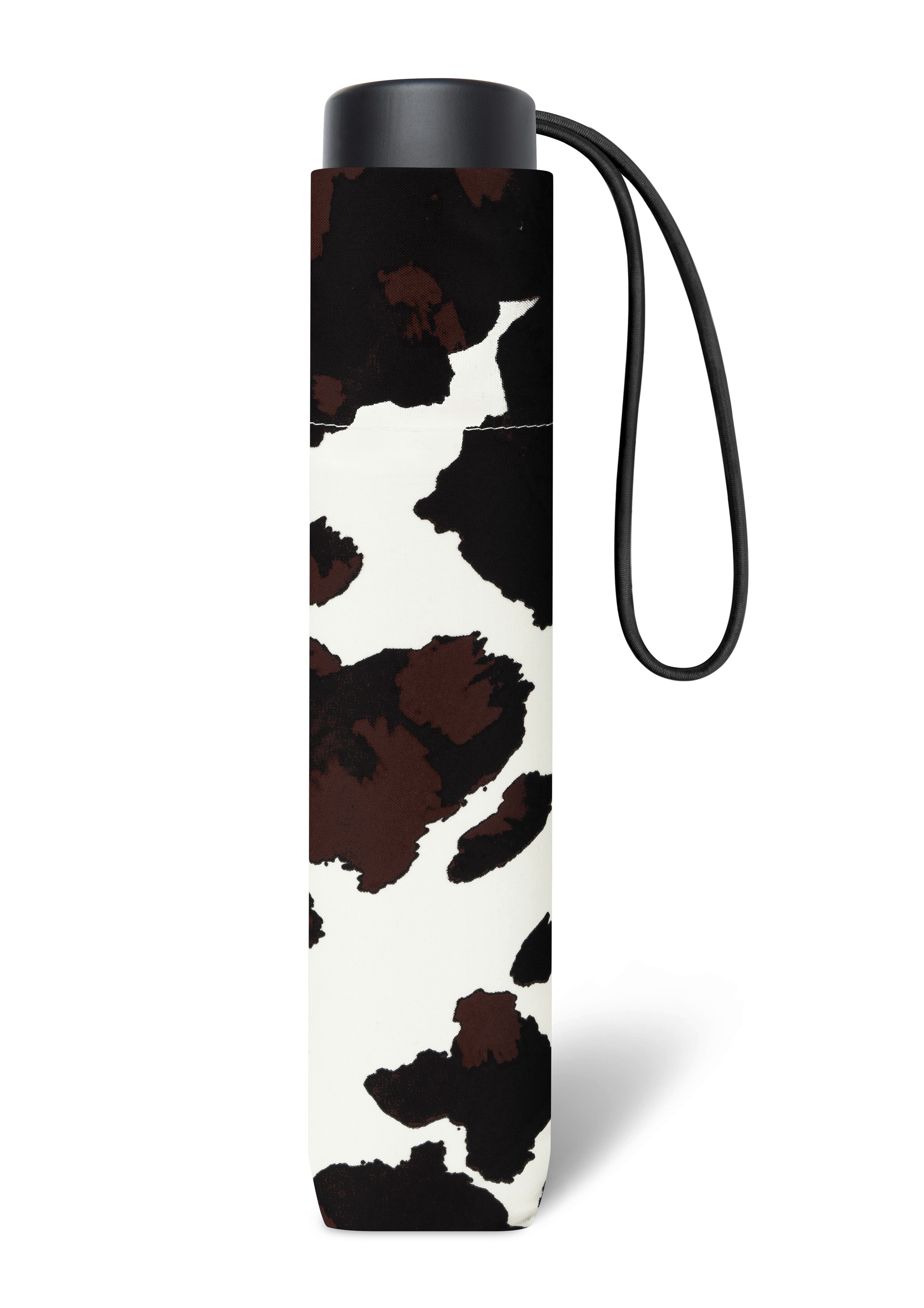 HAPPY RAIN Taschenregenschirm Regenschirm Kuh-Print, manuell, Ø 93 cm, windproof, 180T Polyester