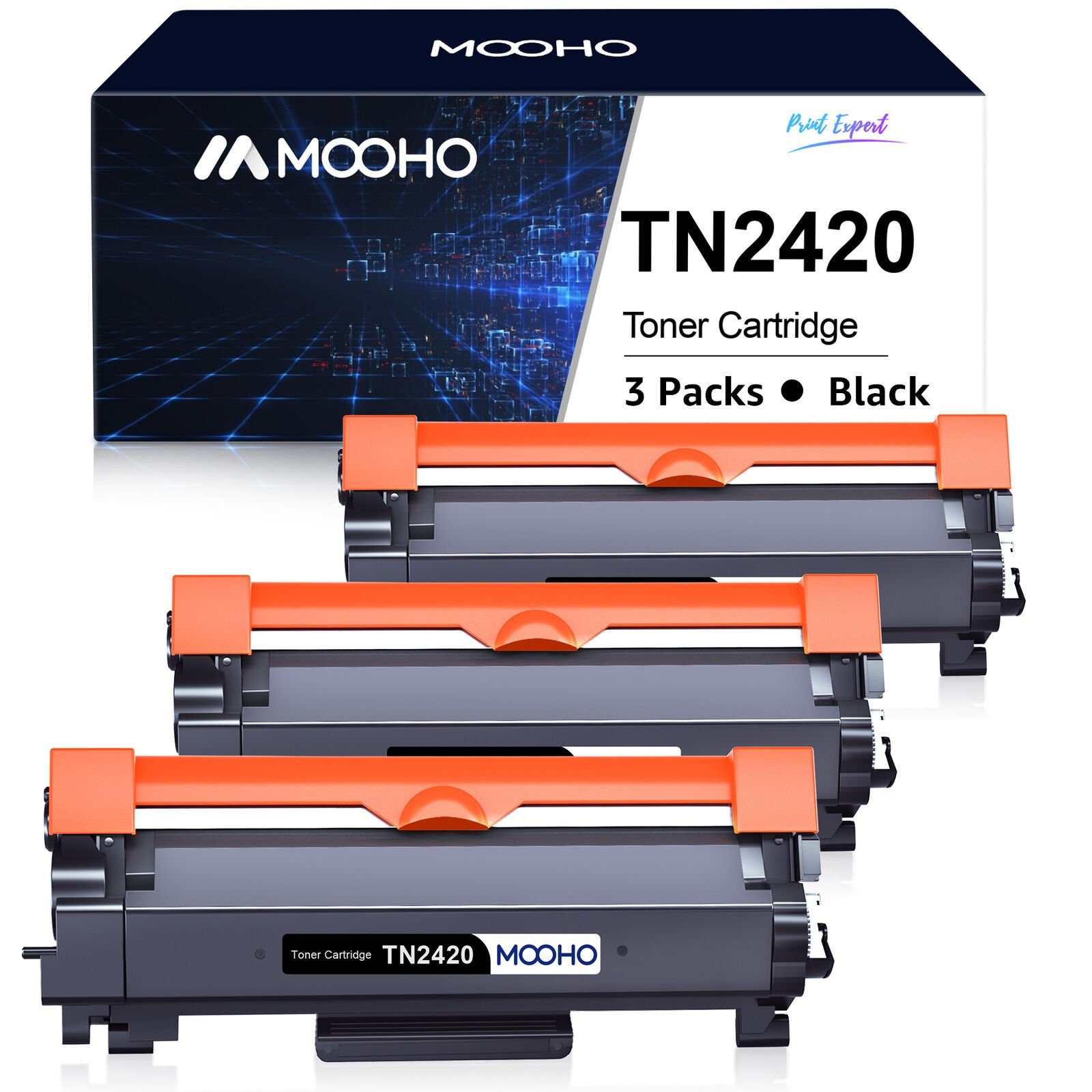 MOOHO Tonerpatrone TN2420 TN 2410 L2357DW Toner MFC-L2710DN L2750DW L2710DW L2530DW 3 L2375DW L2710DW MFC-L2750DW L2730DW HL-L2350DW Chip L2537DW L2550DN) (mit L2710DN L2730DW, L2370DN L2310D DCP-L2510D Schwarz TN-2420