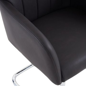 WISHDOR Esszimmerstuhl Wohnzimmerstuhl  (mit vertikalen Streifen,Gepolsterter Sessel mit zickzackförmige Metallbeine), Lounge-Stuhl,für Shlafzimmer,Arbeitzimmer und Schreibtisch,Kunstleder