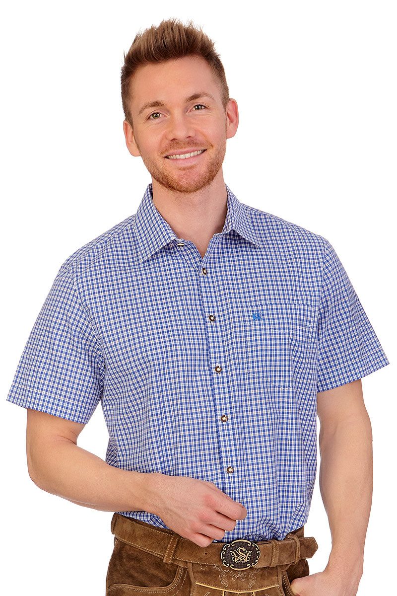 Orbis Textil GmbH & Co. KG Trachtenhemd Trachtenhemd - NARIUS - dunkelgrün, kornblau, mittelrot