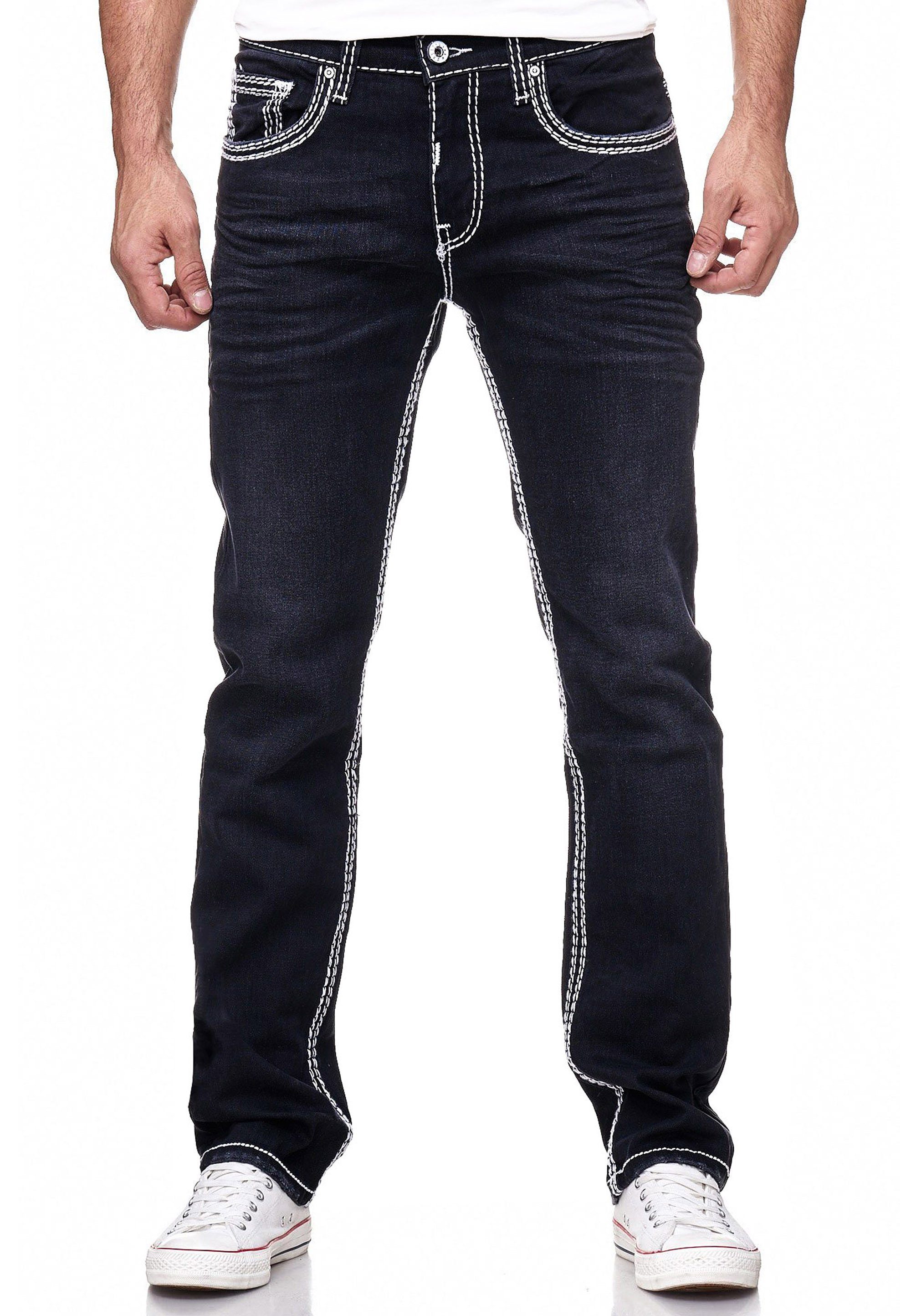 Rusty Neal Straight-Jeans LEVIN 7 mit trendigen Kontrastnähten | Straight-Fit Jeans