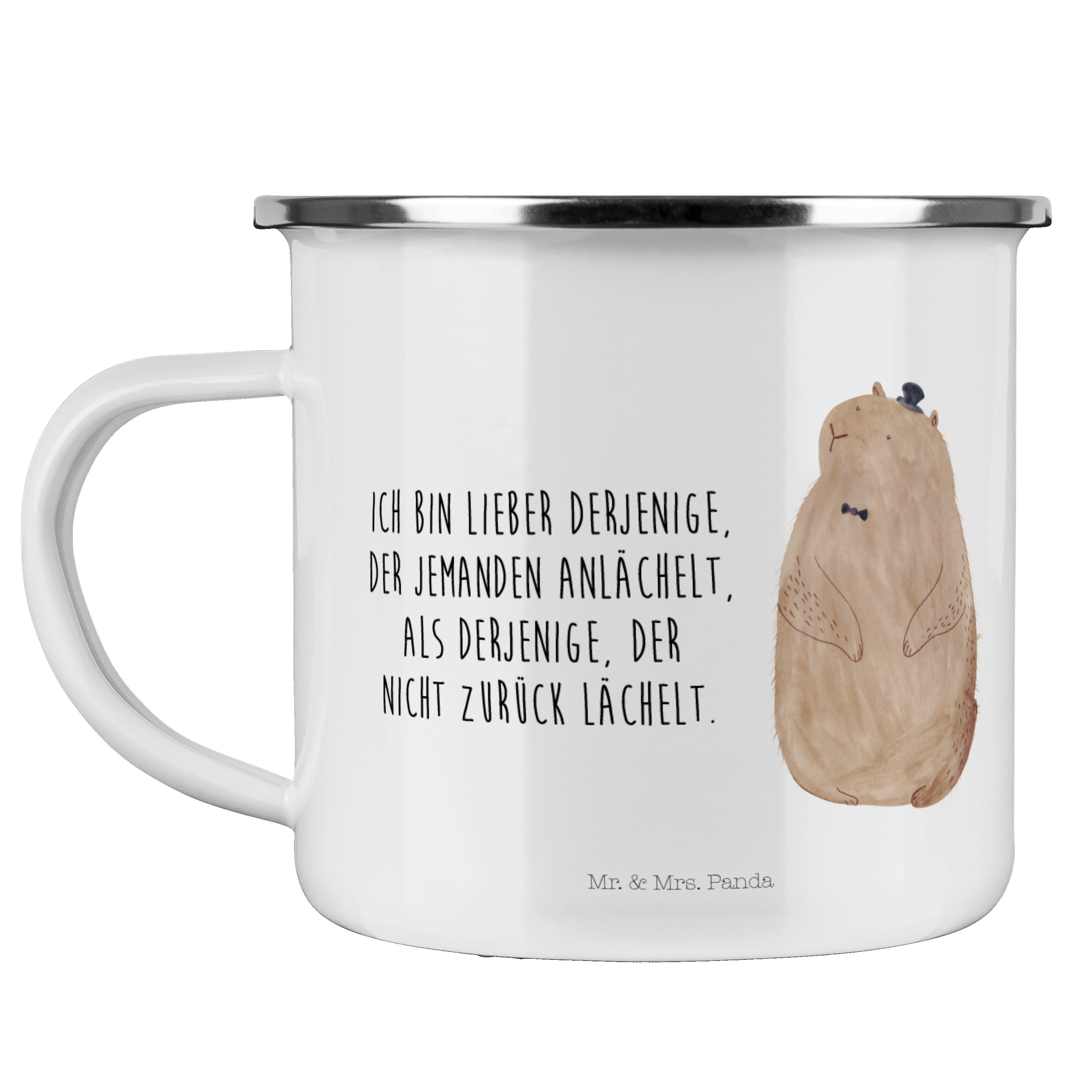 Mr. & Mrs. Panda Becher Murmeltier - Weiß - Geschenk, Knigge, Trinkbecher, Tiere, Camping Tas, Emaille