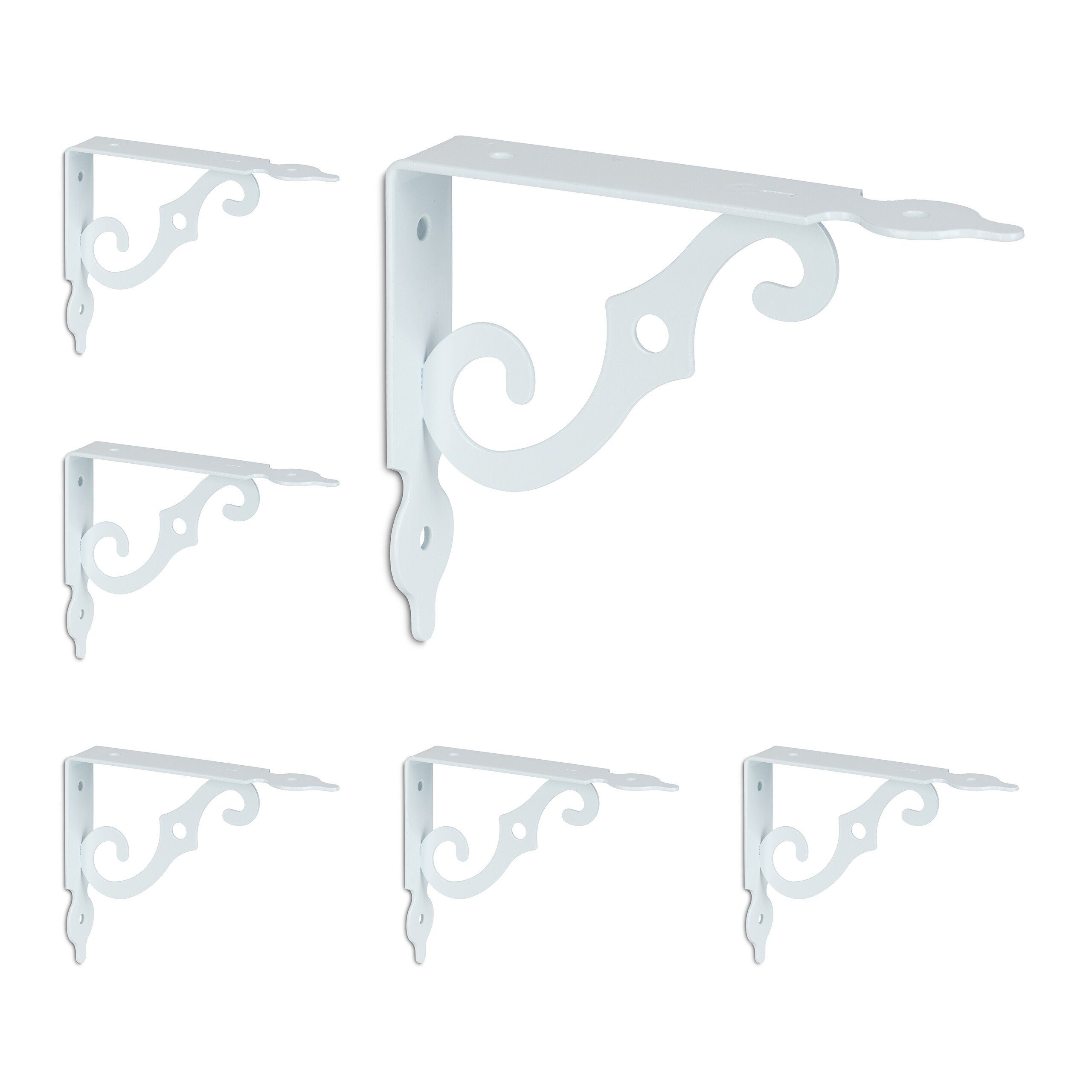 relaxdays Wandregalhalter Regalträger 6er Set, weiß günstig online kaufen