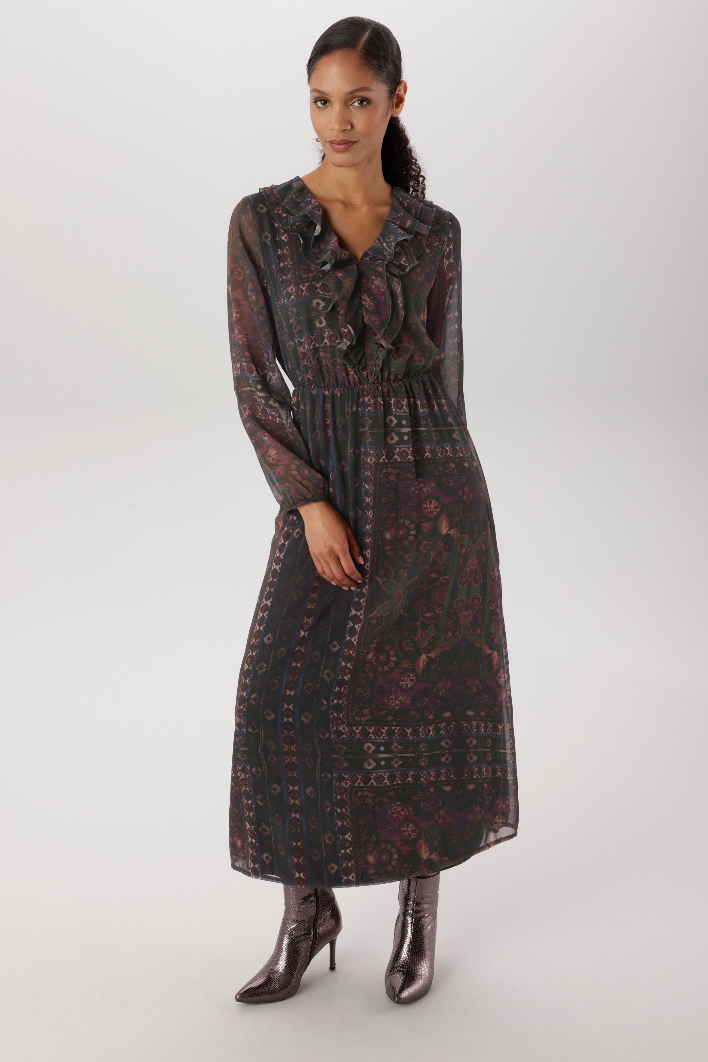 Aniston SELECTED Maxikleid mit verspielten Volants am V-Ausschnitt - NEUE KOLLEKTION