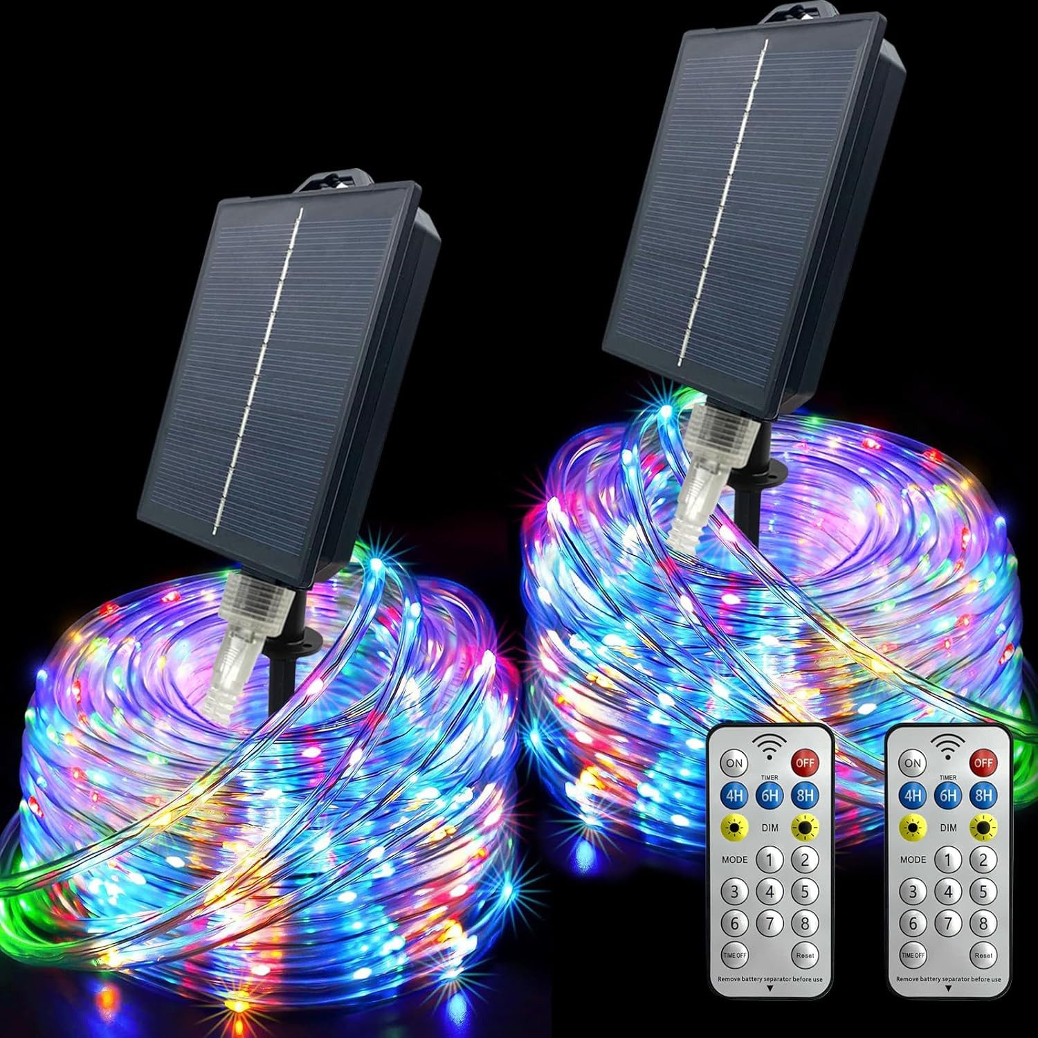 GLPE LED Solarleuchte Solar Lichterkette Outdoor 40 m 400 LED RGB mit Fernbedienung IP65, LED fest integriert, Mehrfarbig, RGB 8 Modi Fernbedienung IP65 Solar 400 LED 40 m Außen