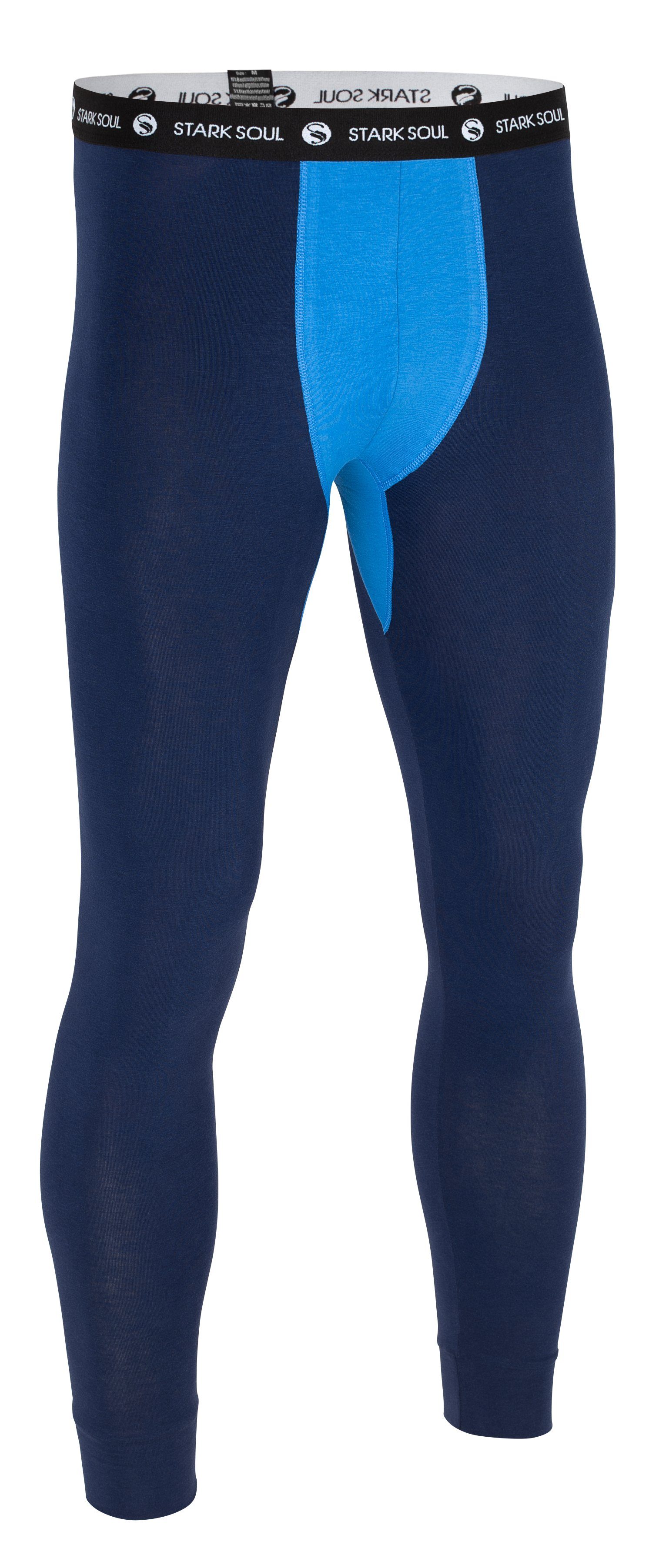 Marine-Blau John Lange weichem Long - Webbund Logo Lange Unterhose Unterhose Web-Gummibund Soul® mit Stark