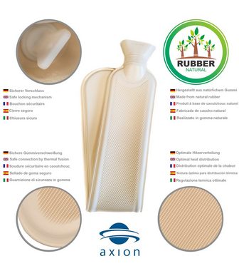 Axion Wärmflasche mit Bezug, Farbe beige, 72 x 12 cm, ca. 2 Ltr., 100% Naturgummi