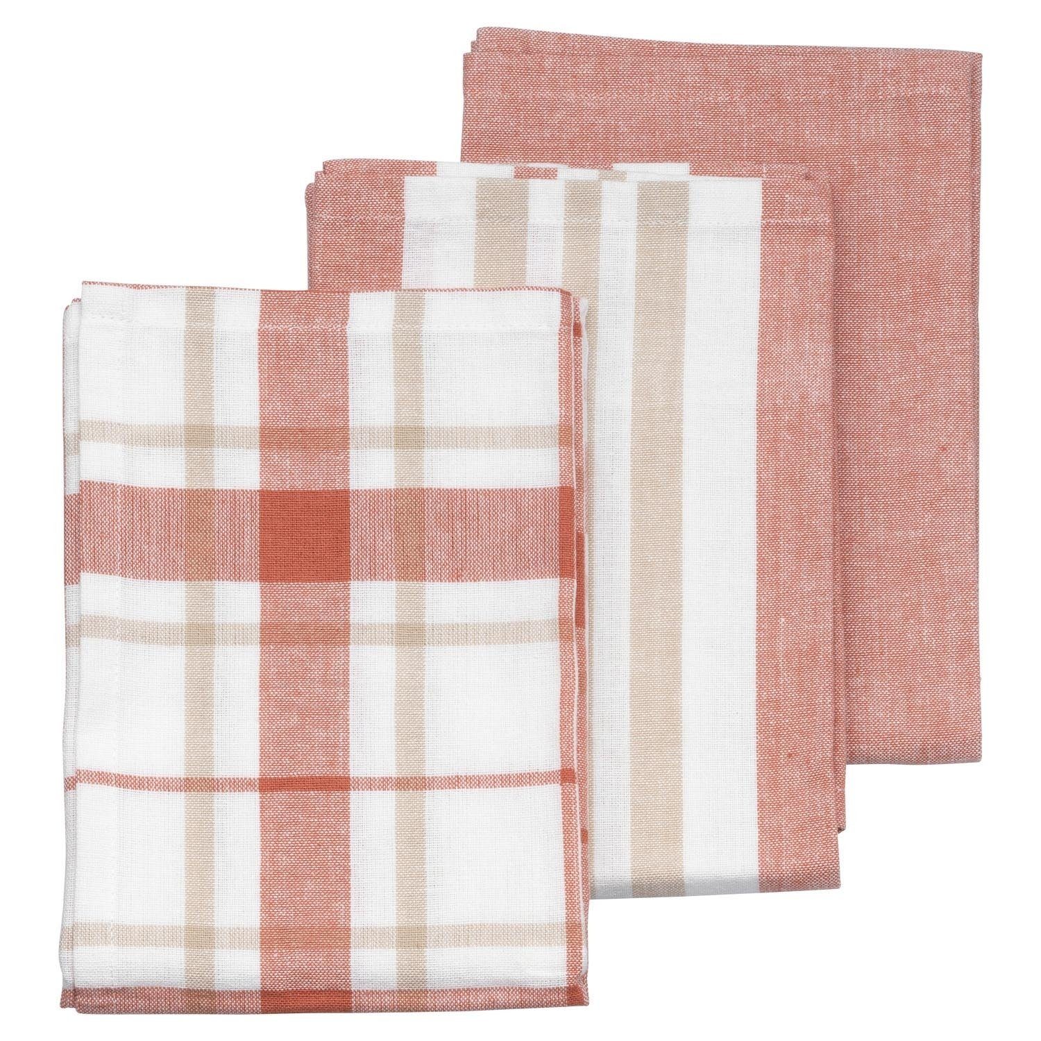 kela Geschirrtuch PASADO, Rot, 3-tlg., Weiß, B 45 x L 65 cm, Set, Beige
