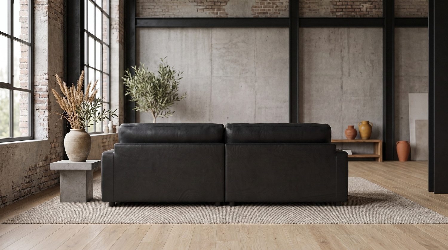 KAWOLA Big-Sofa MARLIN Bigsofa aus Lederfaserstoff, schwarz, Big Sofa Lederfaserstoff schwarz – Bild 5 von 5