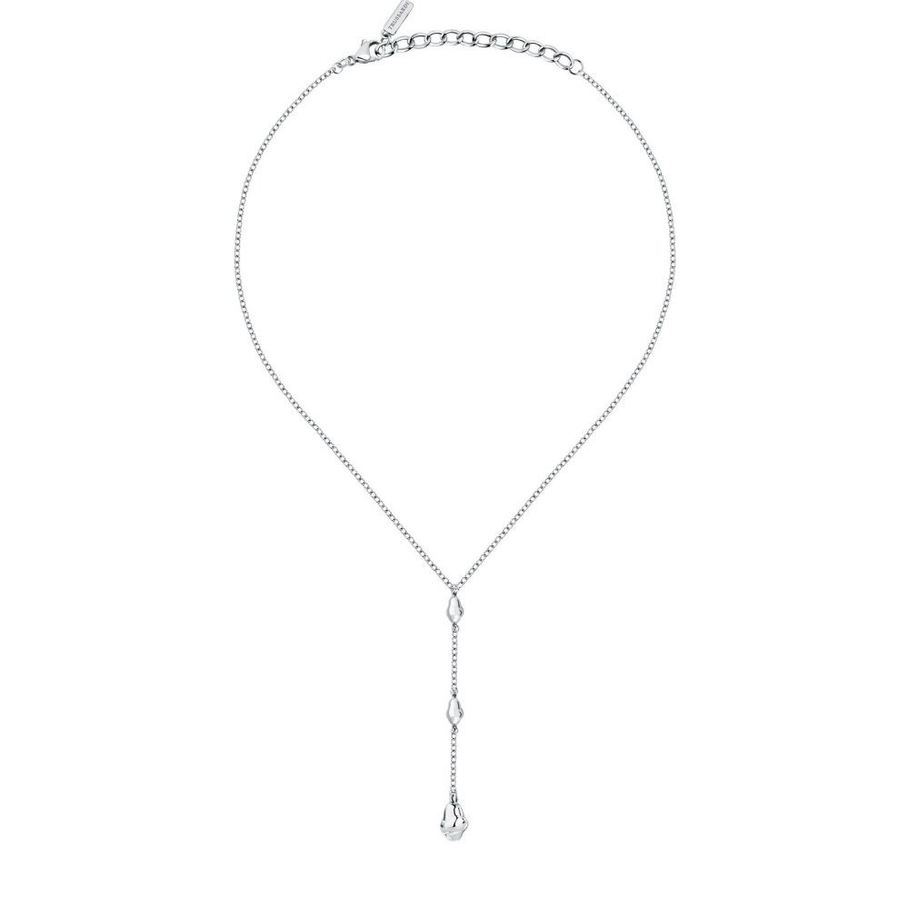 Trussardi Kette mit Einhänger Moderne Damenhalskette aus Stahl T-Design TJAXA10