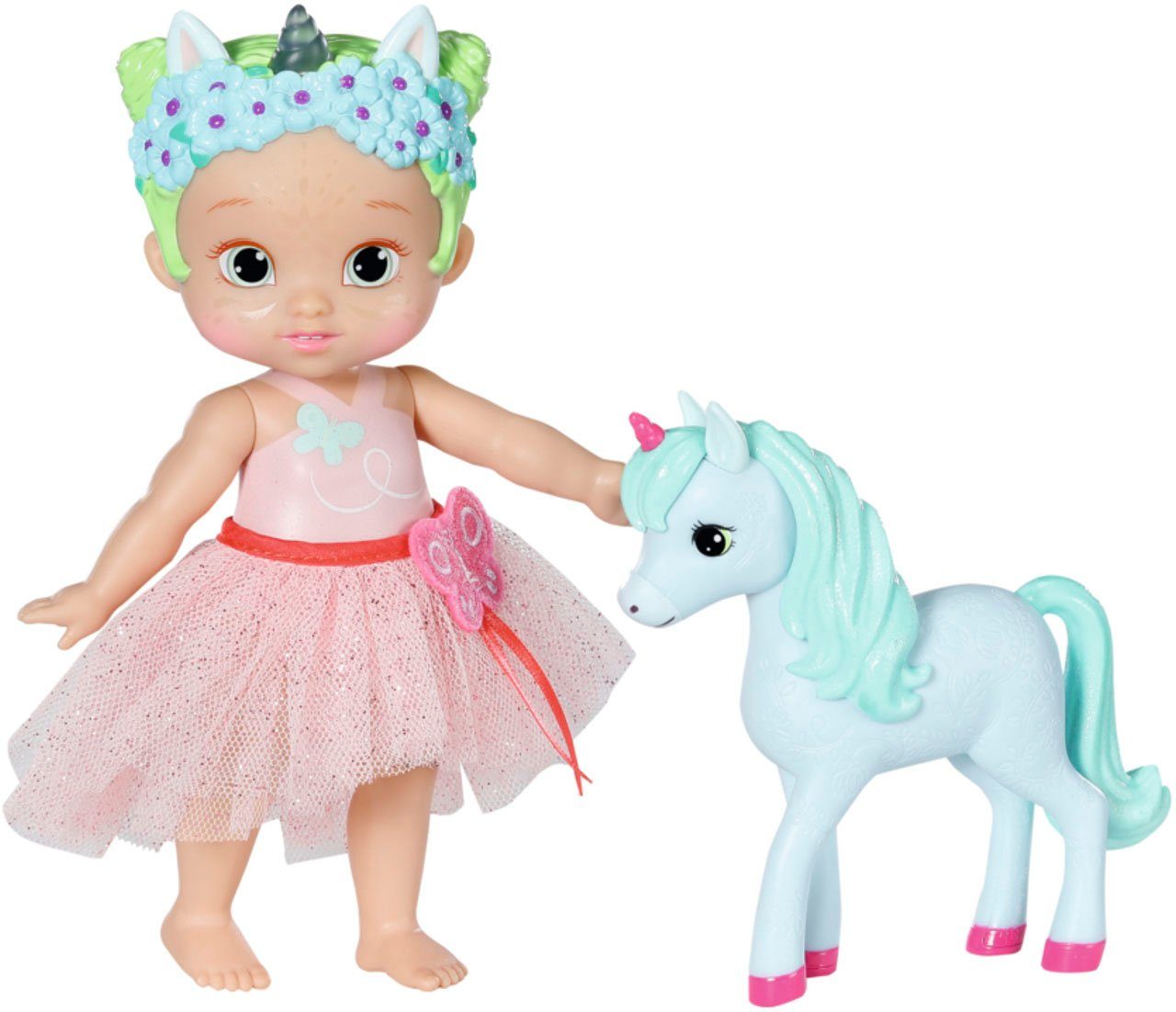 18 Born Storybook und Einhorn Lichteffekten Prinzessin cm, Una, Baby mit Stehpuppe