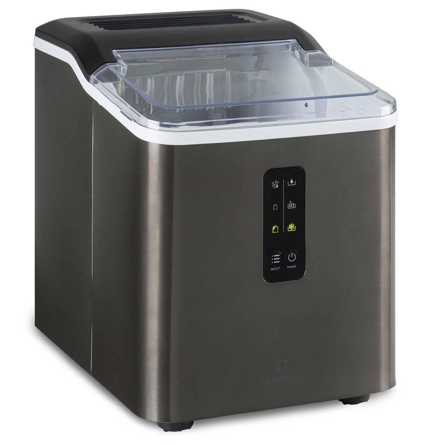 Klarstein Eiswürfelmaschine Albaron Supreme Eiswürfelmaschine Bullet 12 kg/24h 1,5L Tank Edelstahl, Ice Maker Eismaschine elektrisch Bullet-Eis mit LCD