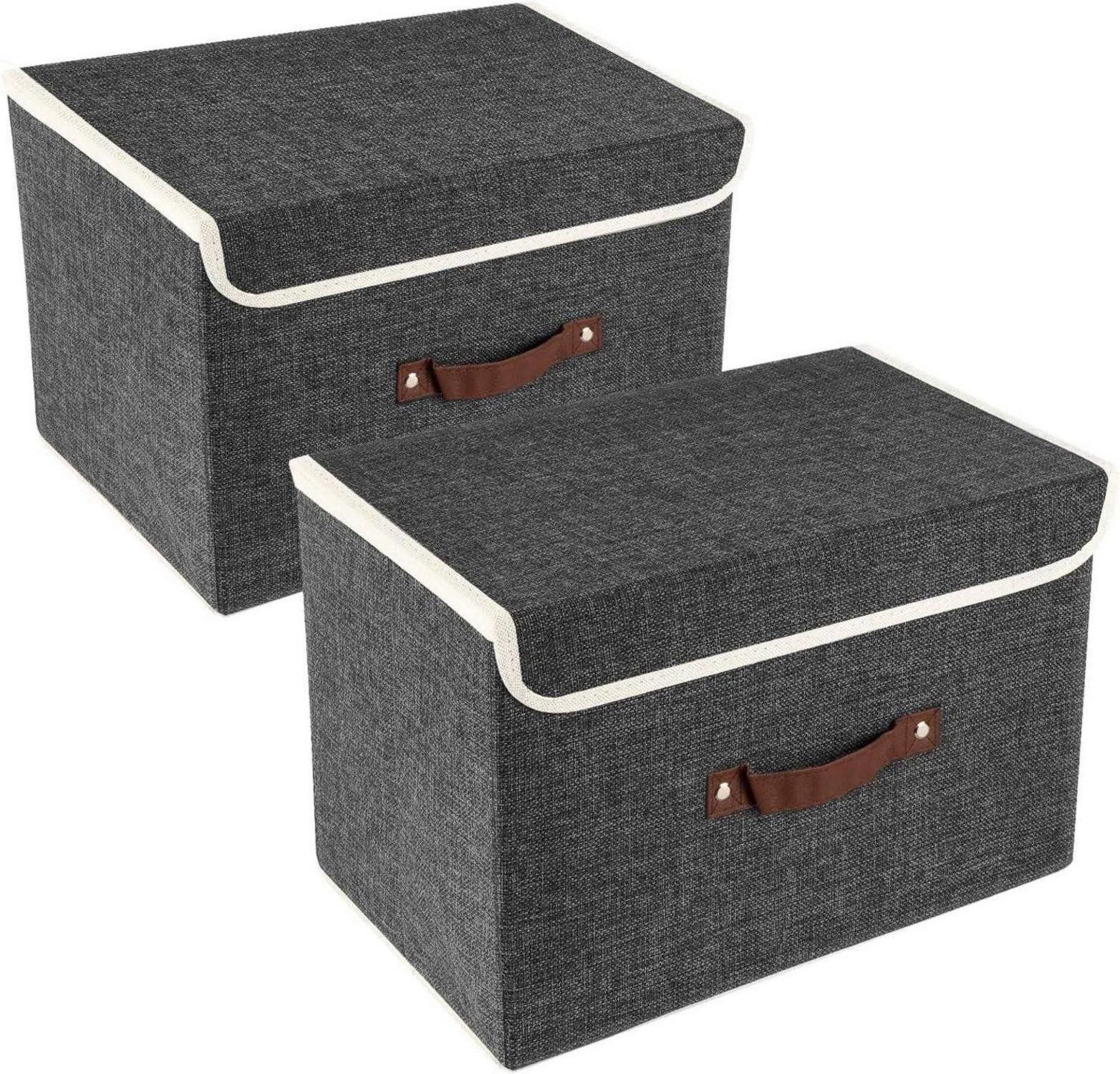 Aufbewahrungsbox Faltbare Aufbewahrungsbox mit Deckel Stoff Schwarz 38x25x25 cm 2-Stück