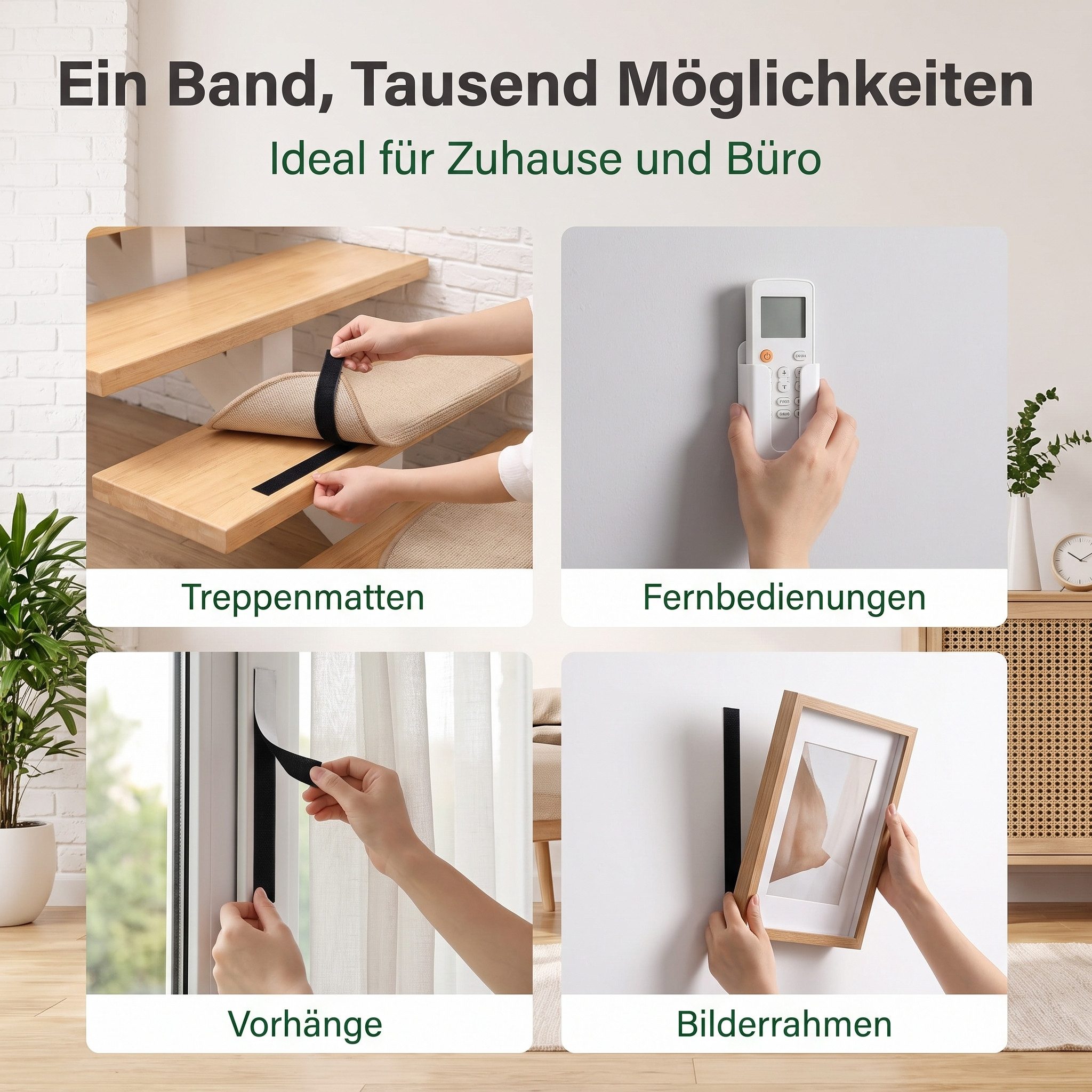 SURFOU Klettband Klettband selbstklebend extra stark 12m x 50mm Haushalt Büro – Bild 4 von 5