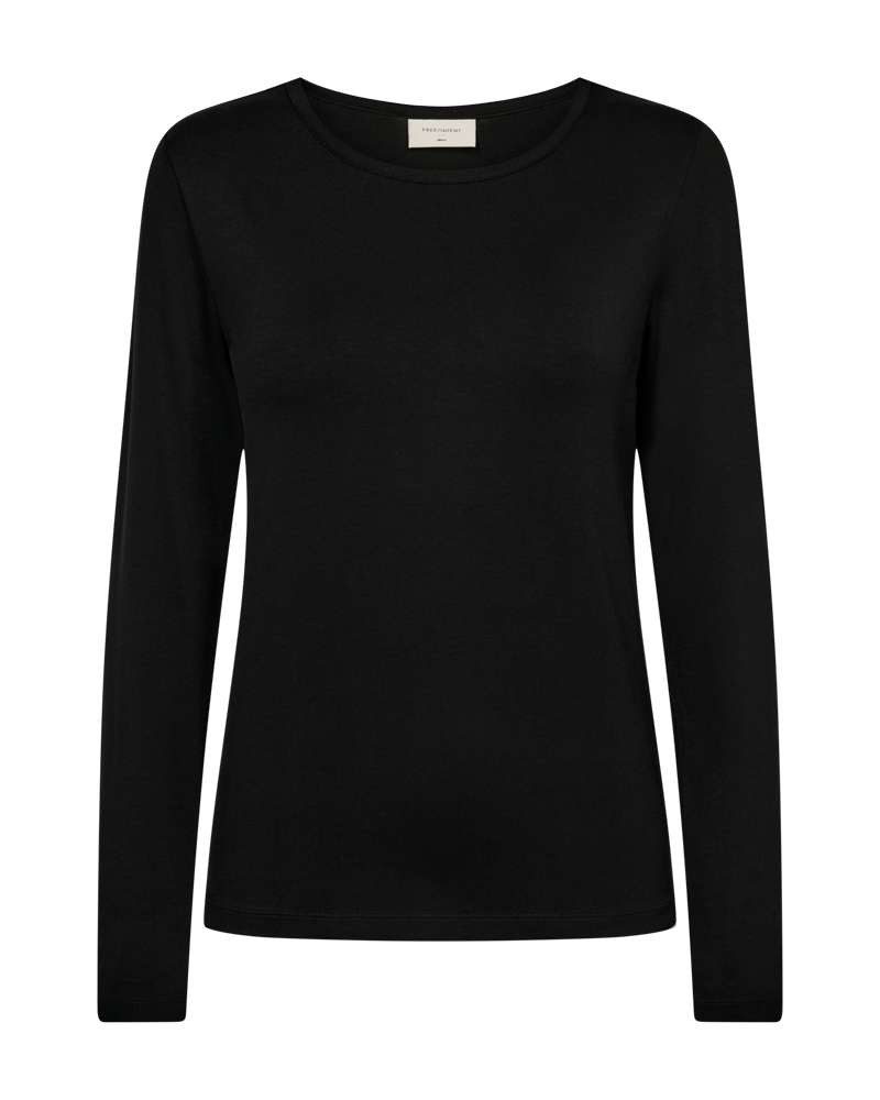 FREEQUENT Langarmshirt Rundhalsshirt mit Viskose und Stretch