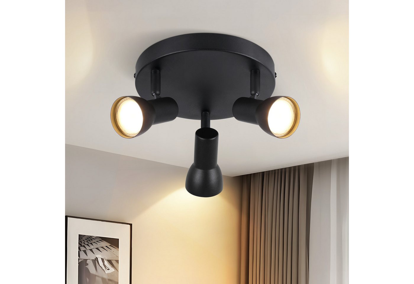 Nettlife Deckenstrahler Schwarz Innen GU10 Deckenspot 1/2/3/6 Flammig Flur Modern Metall, Schwenkbar 350°, LED wechselbar, Deckenspots für Schlafzimmer Wohnzimmer Küche