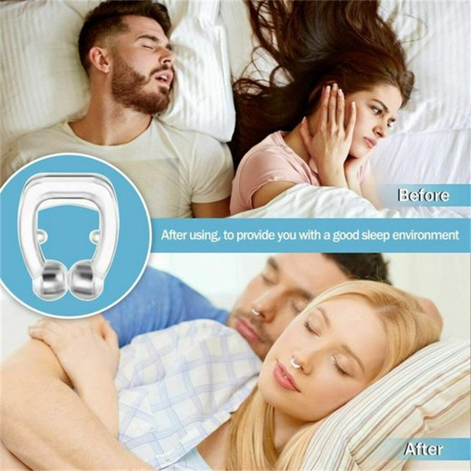 AURIVION Schnarchstopper Schnarchstopper 8 Stück mit magnetischem Nasenspreizer, Set 8-tlg., Magnetischer Schnarchstopper für Zuhause & Reisen, Nasenclip für freie Atmung und angenehmen Schlafkomfort