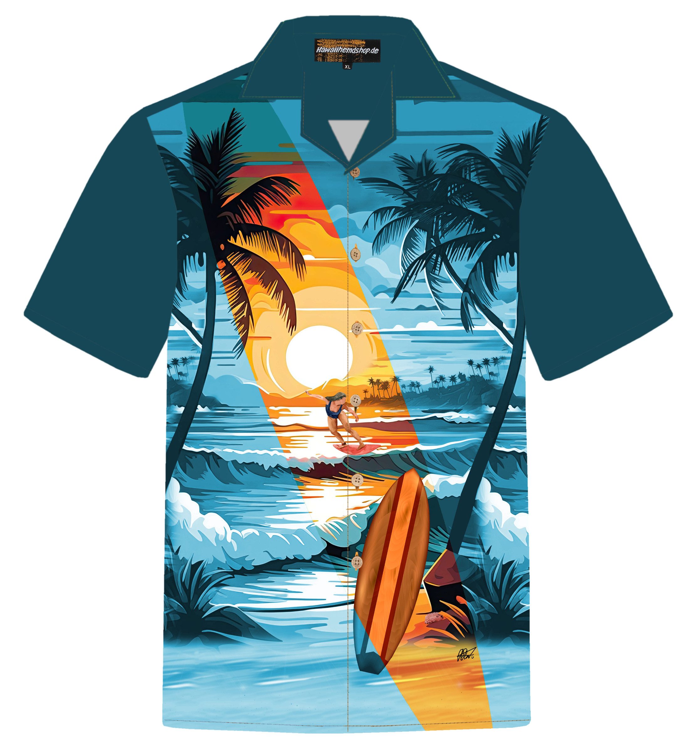 Hawaiihemdshop.de Hawaiihemd Hawaiihemdshop Hawaii Hemd Herren Baumwolle Kurzarm Strand Shirt