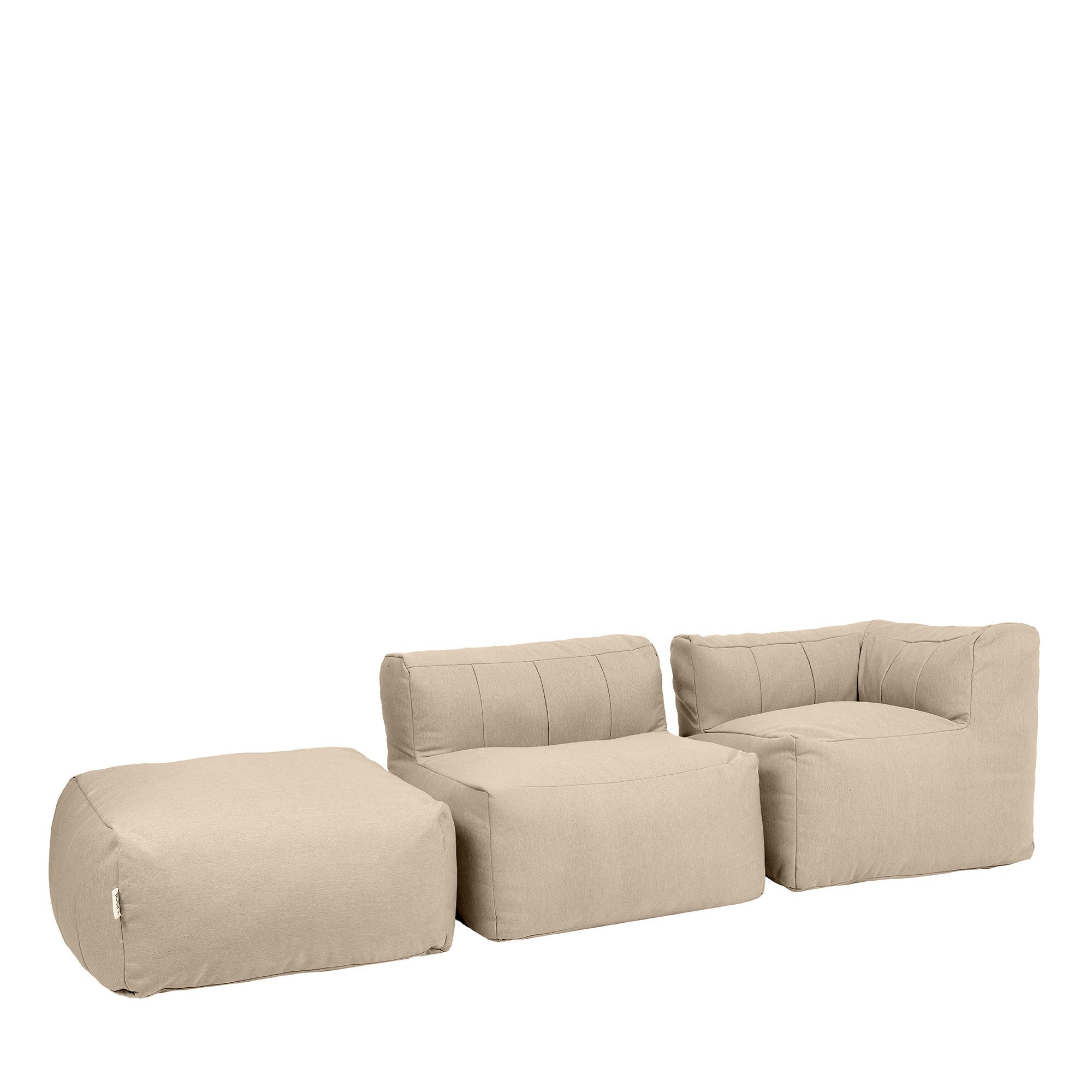icon Gartenlounge-Set Modulares Outdoorsofa 3 Stück aus Olefin „Zen“, (Spar-Set, 1 x Ecksofa, 1 x Sessel, 1 x Hocker), Schaumstoff Füllung, für Wohnzimmer, für den Außenbereich, wetterfest