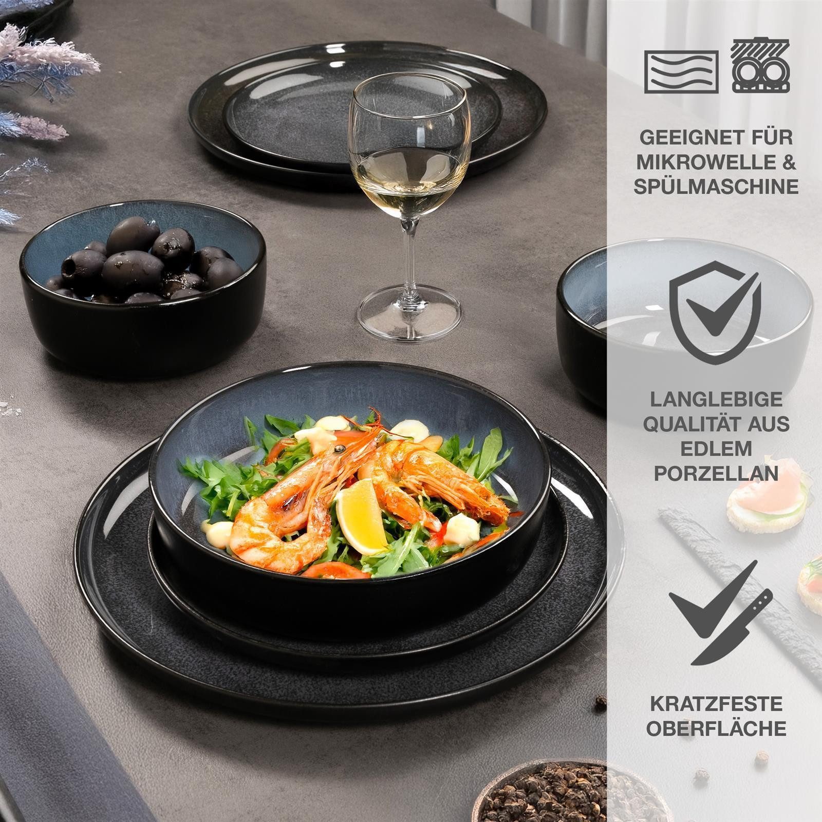 Moritz & Moritz Geschirr-Set VIDA Geschirrset mit Müslibowls Blau (24-tlg), 6 Personen, Porzellan, Kombigeschirr für 6 Personen – Bild 5 von 5