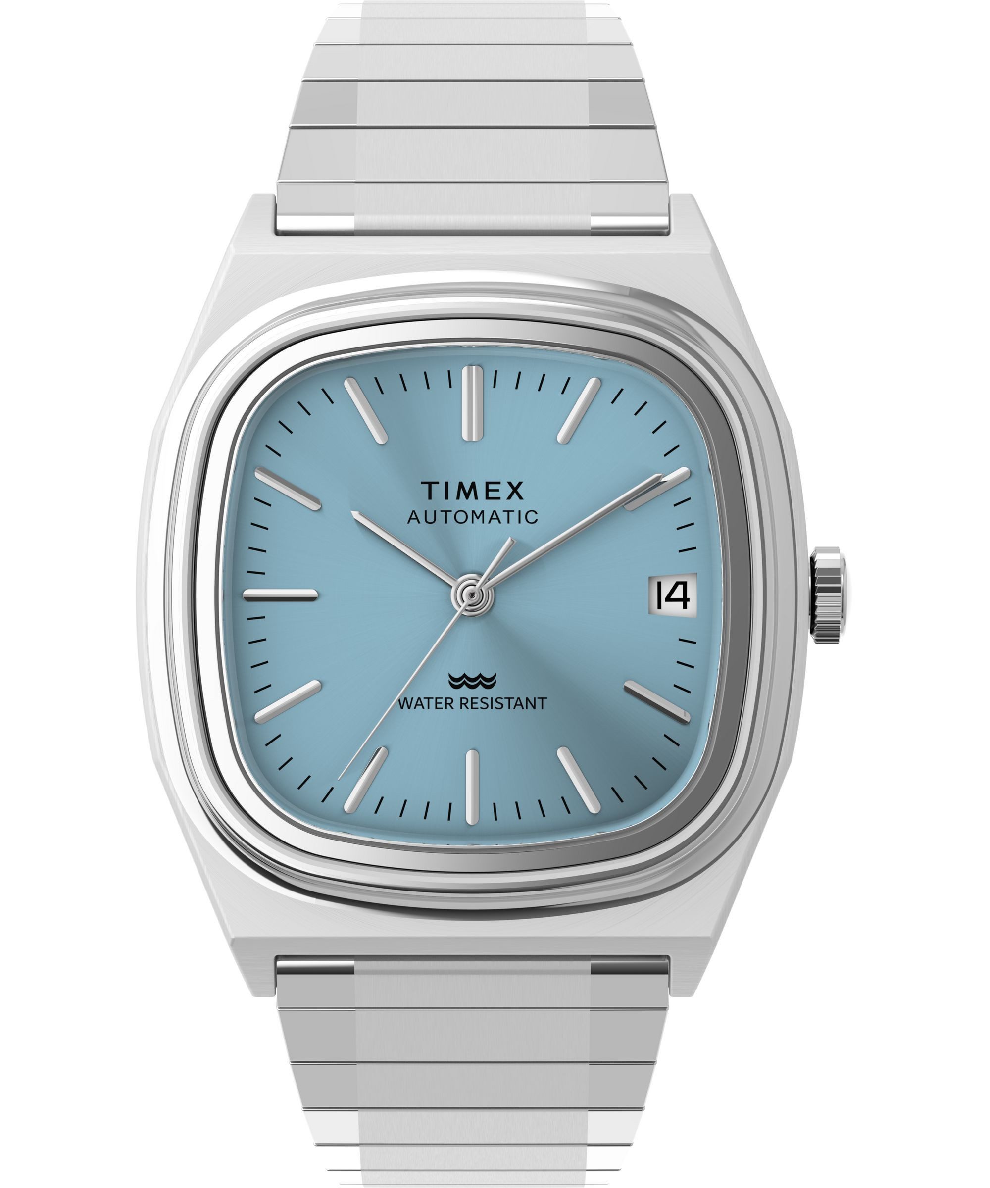 Timex Automatikuhr E Line TW2Y66700AJ, Armbanduhr, Herrenuhr, Mechanische Uhr, Edelstahlarmband, analog, Tag