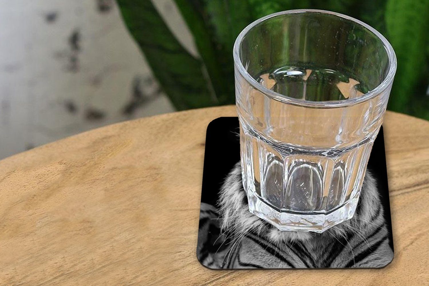 MuchoWow Hintergrund, Sumatra-Tiger Tischuntersetzer, für Tasse Gläser, Korkuntersetzer, Untersetzer, 6-tlg., auf Glasuntersetzer, Glasuntersetzer schwarzem Zubehör
