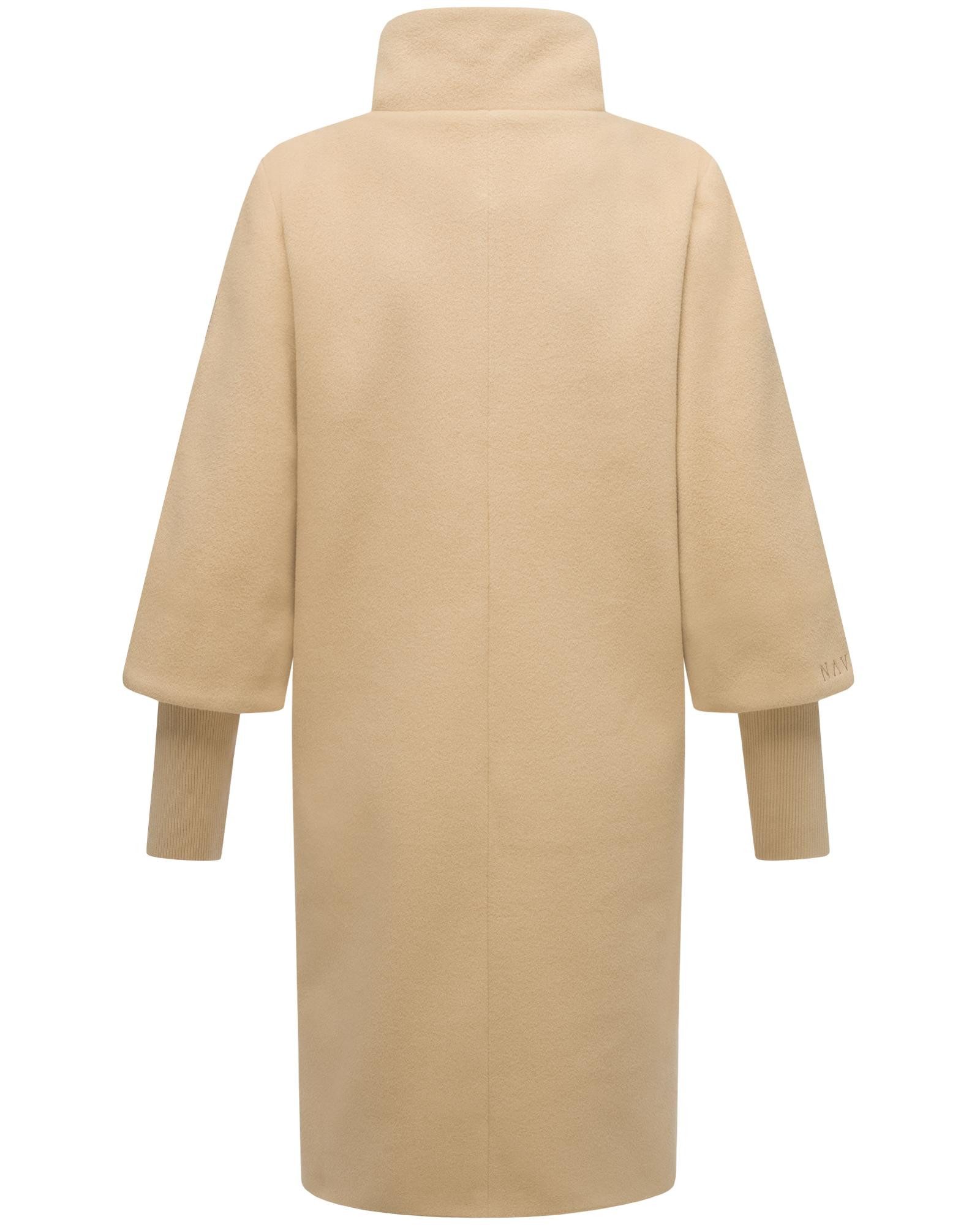 Navahoo Langmantel Polarblüte 14 modischer Damen Mantel in Woll-Optik mit Rippstrickärmeln