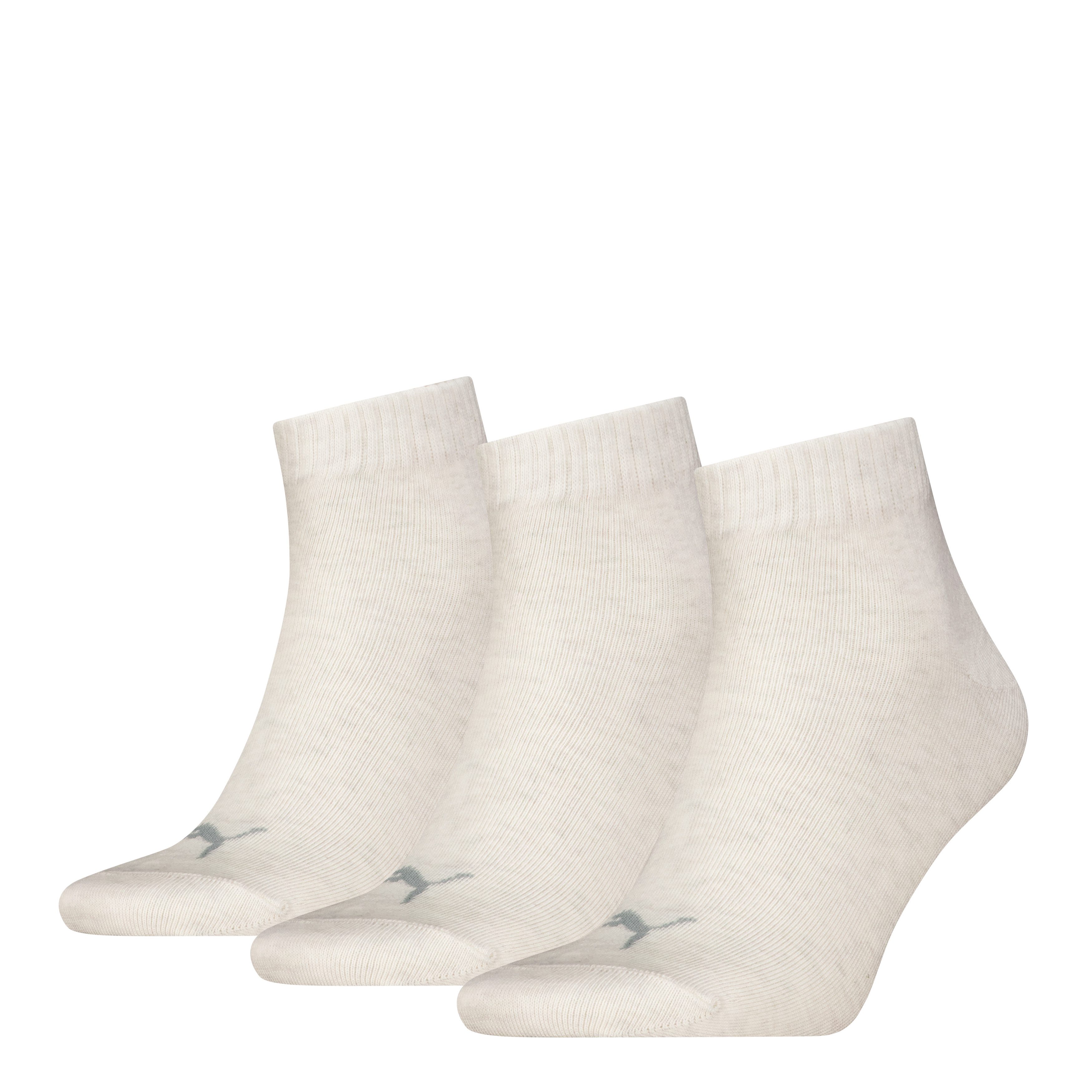 PUMA Kurzsocken PUMA UNISEX QUARTER PLAIN 3P (3 Paar) Atmungsaktiv, Rippenbündchen, weiche Baumwollmischung