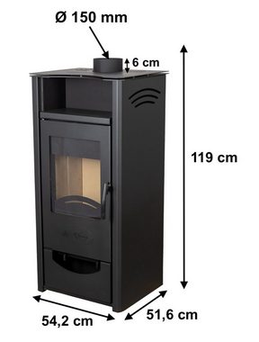 ABC Proizvod Kaminofen Kaminofen Dauerbrand Holzofen Ofen Holz Mehrfachbelegung, 9,50 kW, Dauerbrand