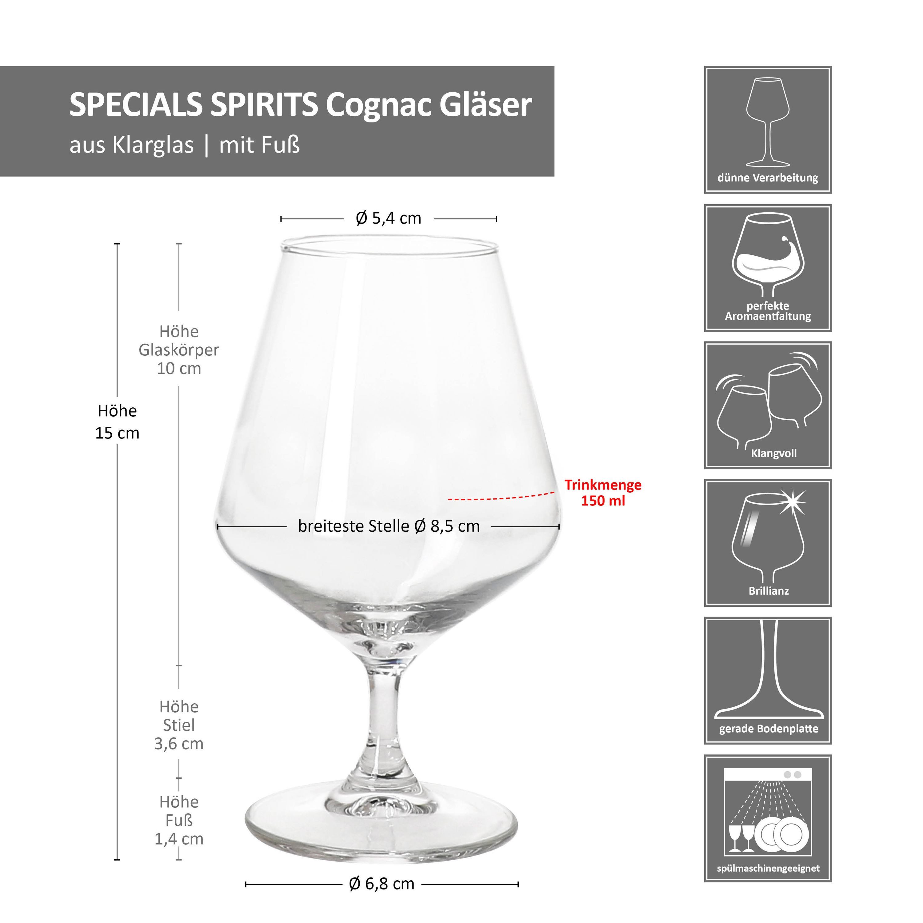 MamboCat Schnapsglas MamboCat 6x Special Spirits Cognac Schwenker 150 ml Brandy-Glas, Glas