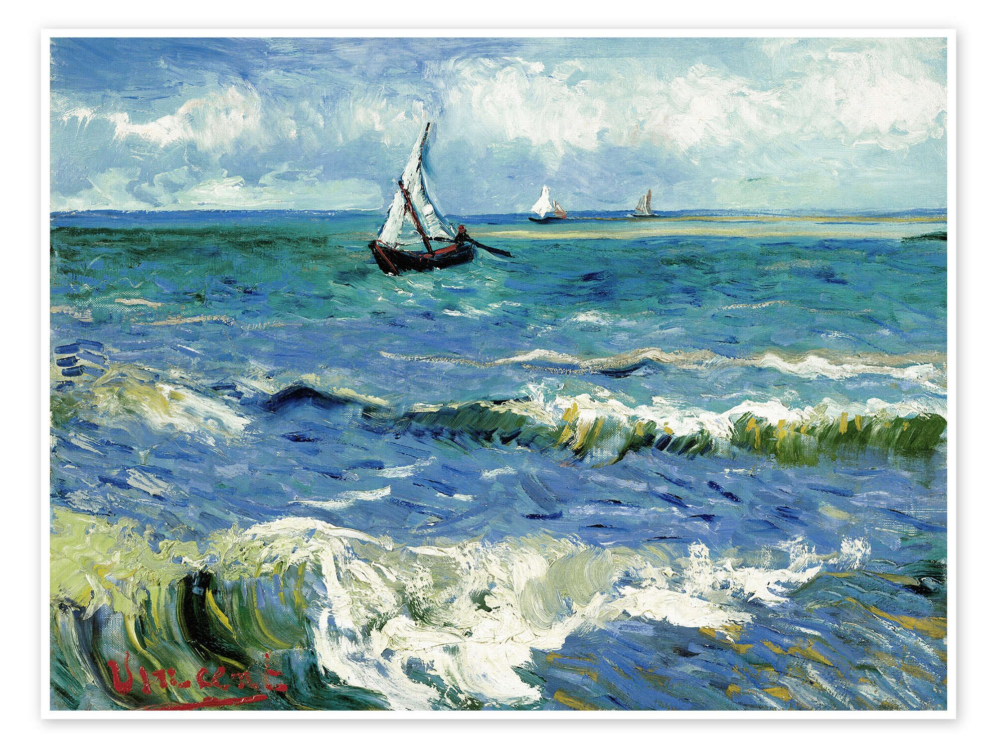 Posterlounge Wandbild Fischerboote bei Saintes Maries de la Mer, Vincent van Gogh, erhältlich als Poster, Leinwandbild, Wandsticker oder Acrylglasbild