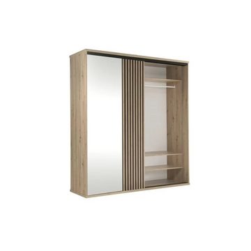 99rooms Schwebetürenschrank Callas Eiche Artisan Dekor (Kleiderschrank, Mehrzweckschrank) 2-türig, mit Spiegel, aus Holzwerkstoff, Modern Design, viel Stauraum