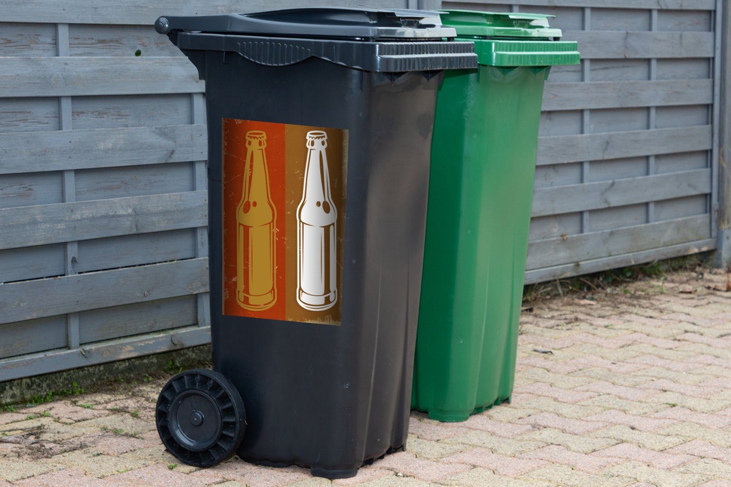 MuchoWow - Container, (1 Mancave Mülltonne, Abfalbehälter - Vintage Wandsticker - Mülleimer-aufkleber, Zeichnung Sticker, St), Flasche