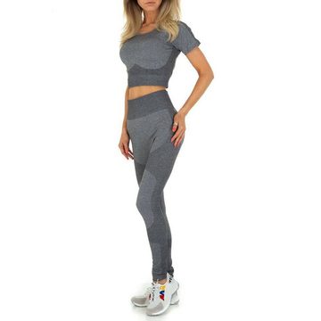 Ital-Design Sportanzug Damen Freizeit, Stretch Jogging- & Freizeitanzug in Grau