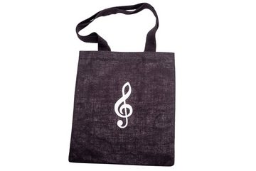 Hitaishi Creative Tragetasche, Jute-Henkeltasche, schwarz mit weißem Violinschlüssel