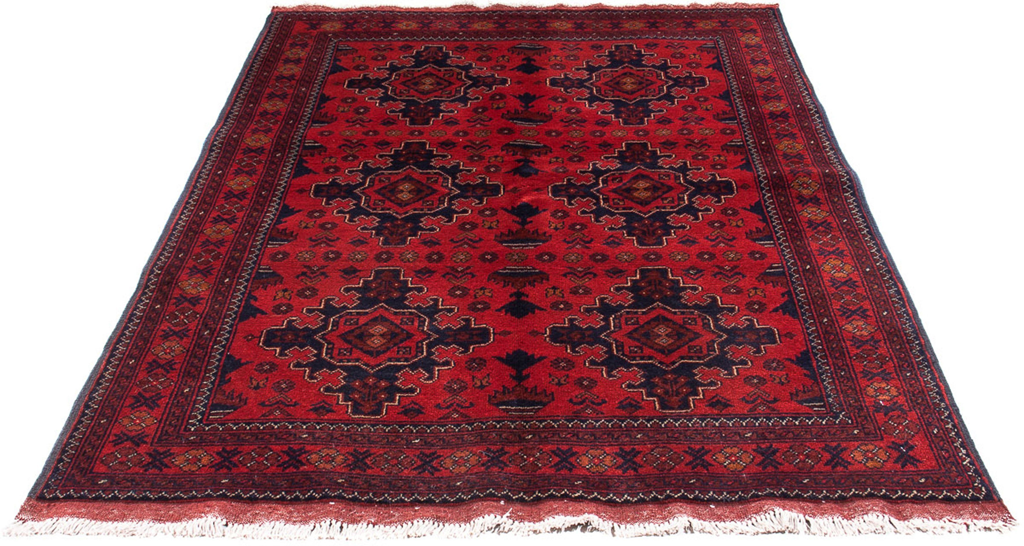 Orientteppich Afghan - Kunduz - 192 x 128 cm - dunkelrot, morgenland, rechteckig, Höhe: 7 mm, Wohnzimmer, Handgeknüpft, Einzelstück mit Zertifikat