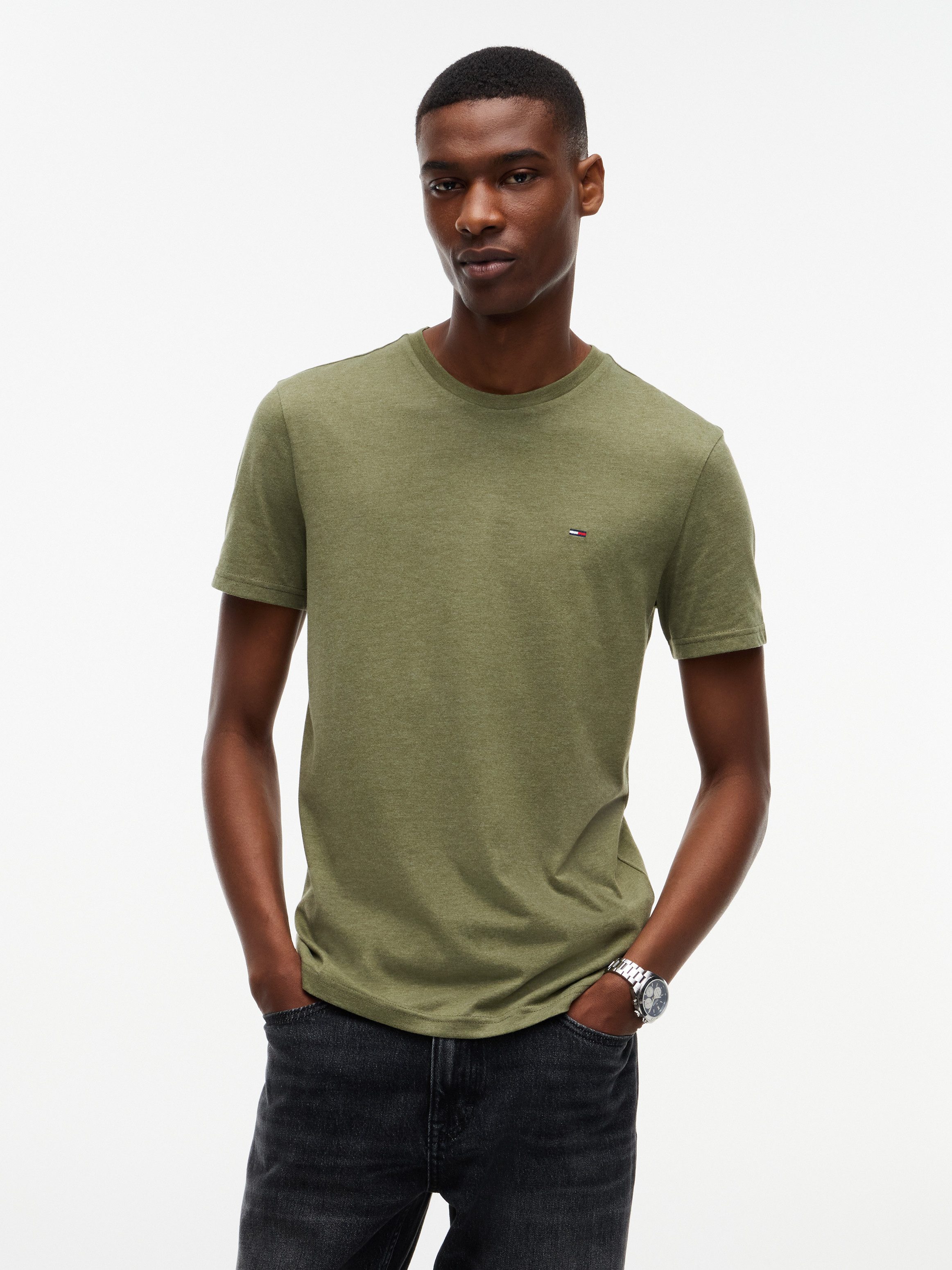 Tommy Jeans T-Shirt TJM XSLIM JASPE HTR TEE EXT Mit Rundhalsausschnitt