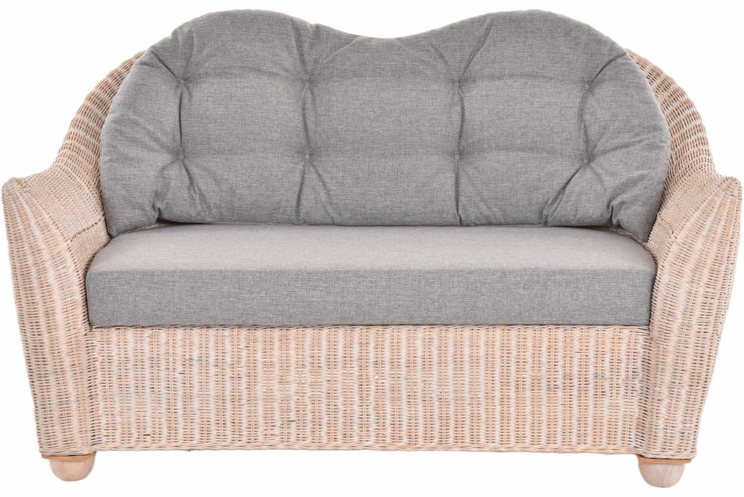 Krines Home Loungesofa Wohnzimmer Rattansofa Nassau Korbsofa Wintergarten Lounge Sofa, Zweisitzersofa