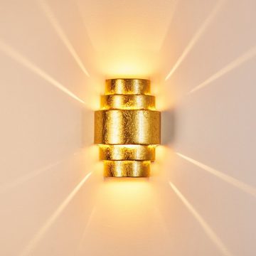 hofstein Wandleuchte »Borore« Wandlampe aus Keramik in Gold, ohne Leuchtmittel, mit Up & Down-Effekt, 1xE27, Innen mit Blattgold-Effekt